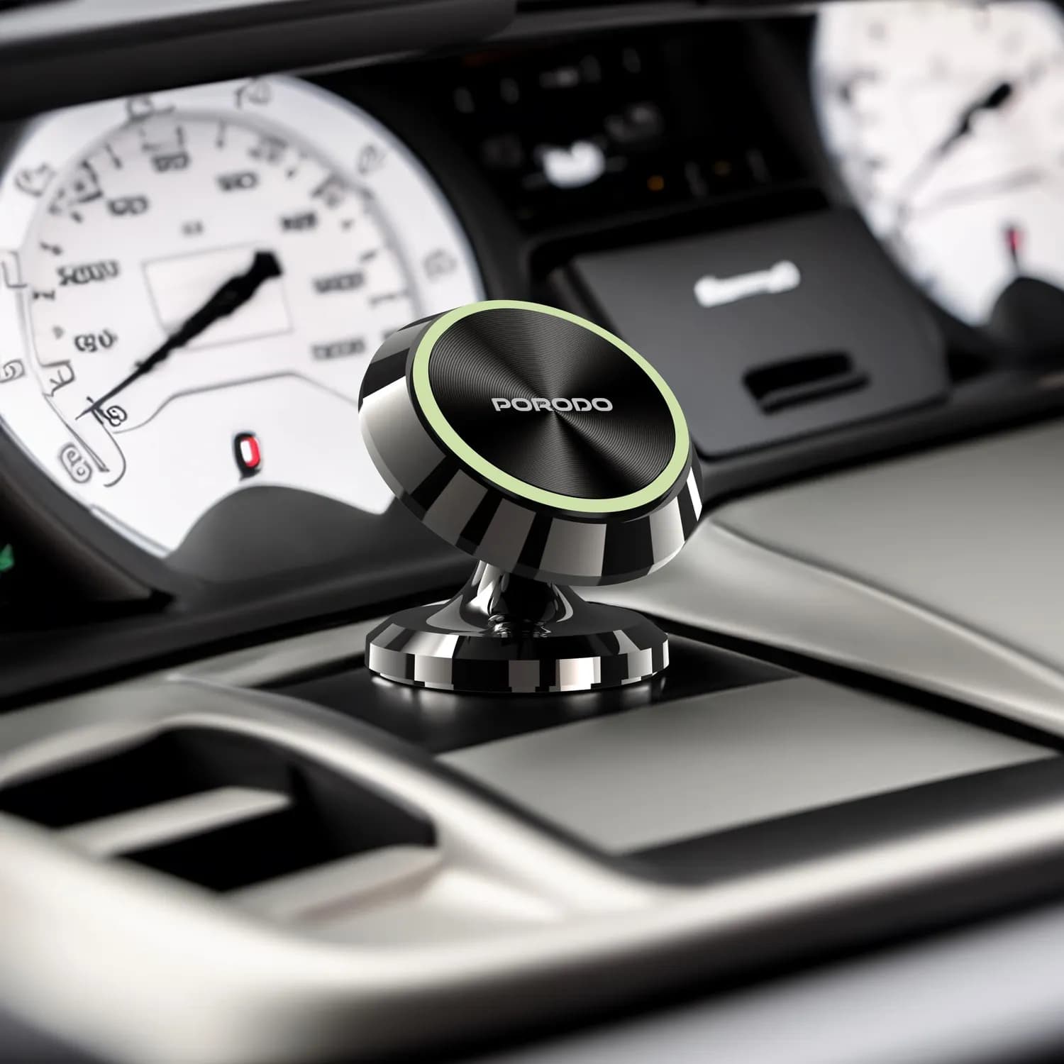 Porodo Magnetic Car Mount - 360° Swivel, Black 2