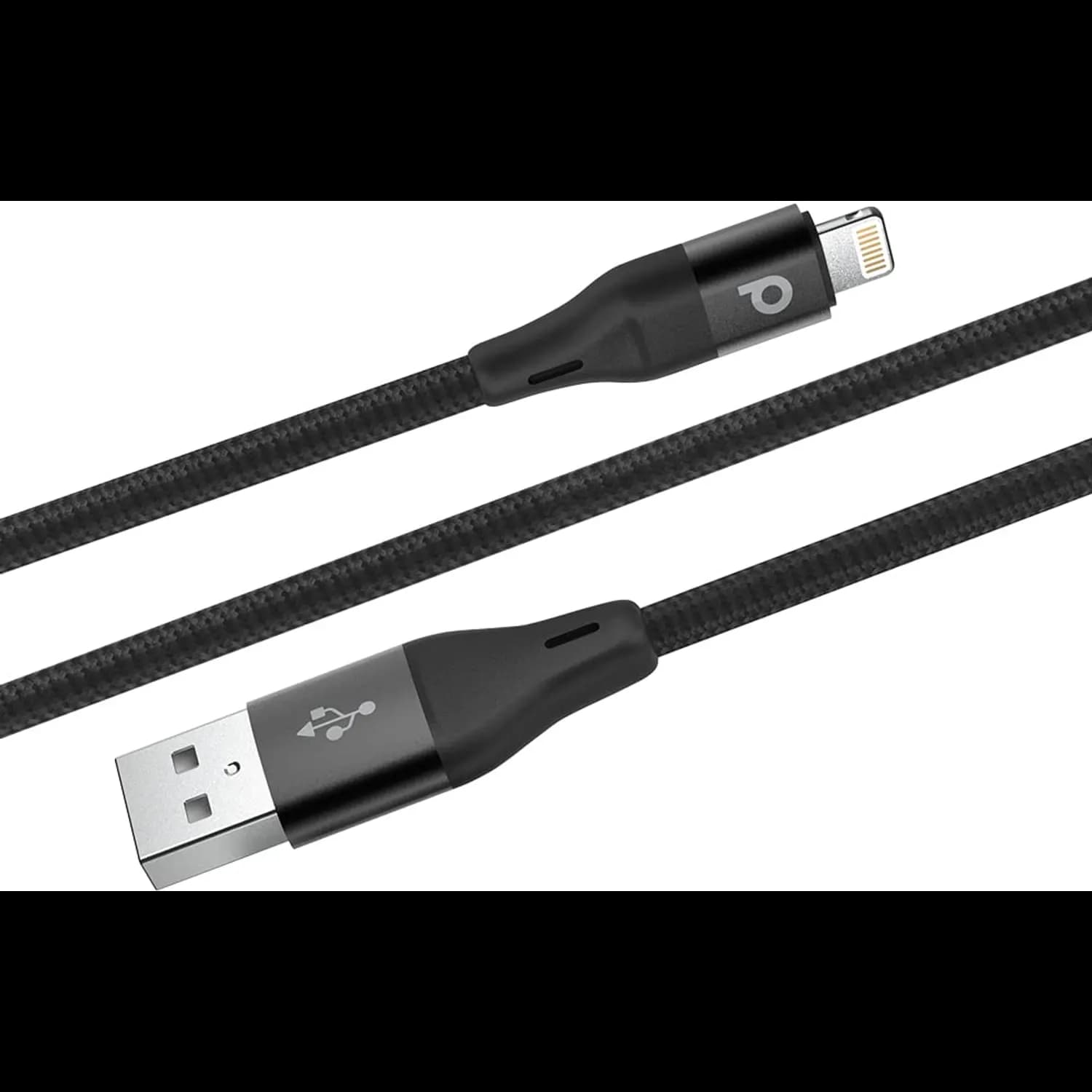 Porodo Lightning Cable PD-ALBR22 - Aluminum Braided 2.2M 2.4A, Black 3