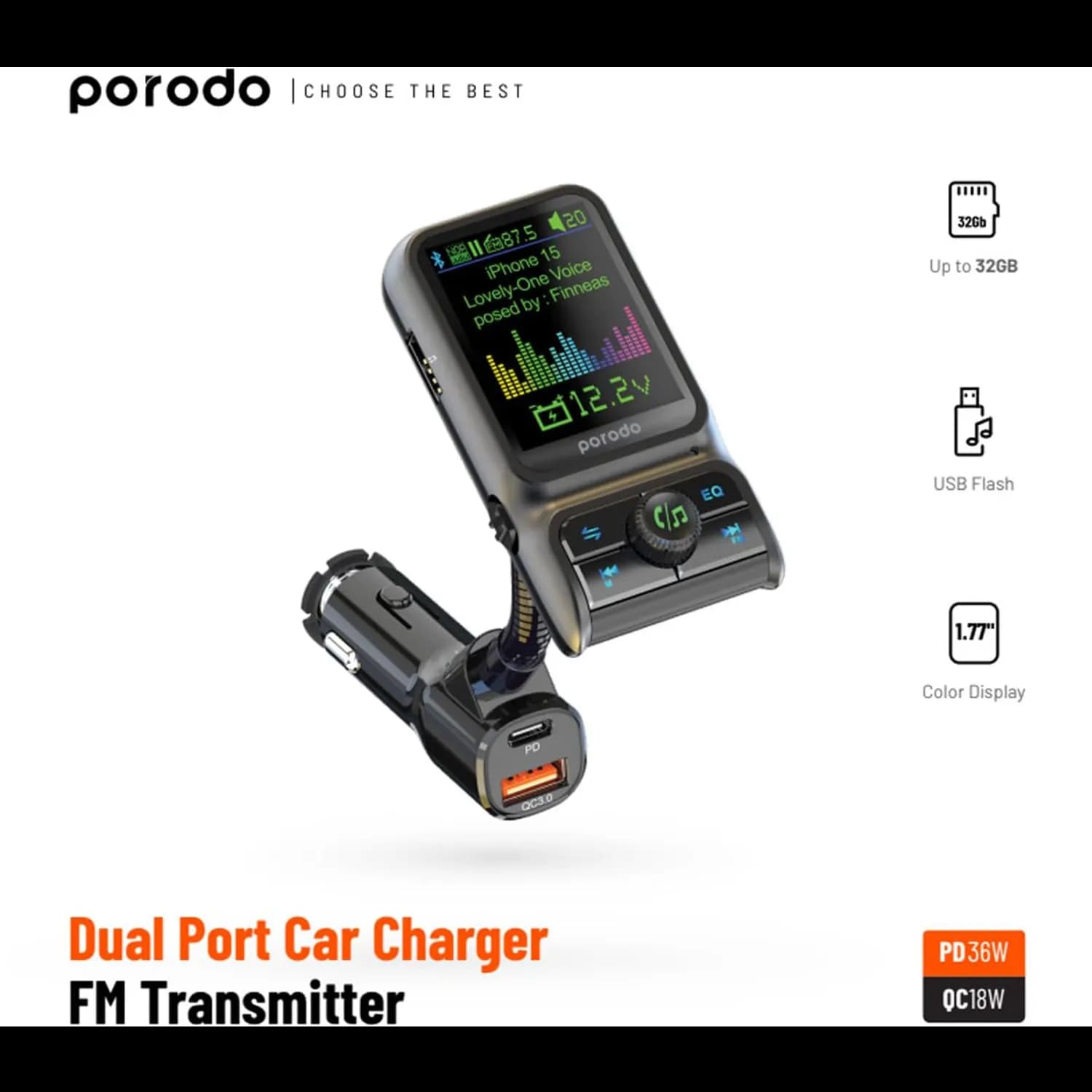 Porodo Phone Mount - Suction Cup Cradle, Black 4