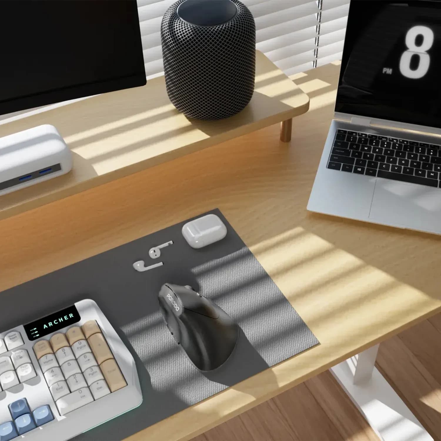 Porodo Wireless Vertical Ergonomic Mouse - 4000DPI, Black 2