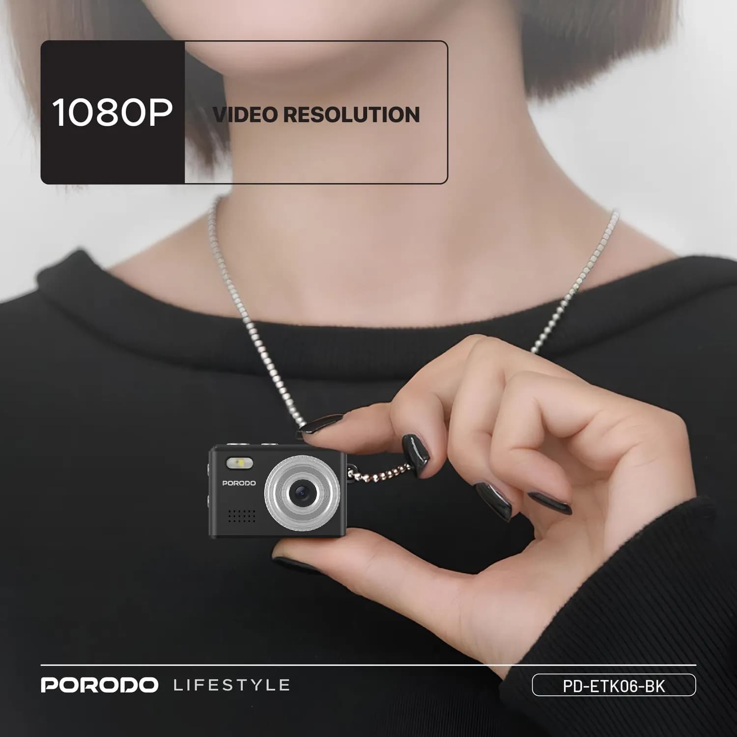 Porodo Mini Camera - 1080P, Black — Black 3
