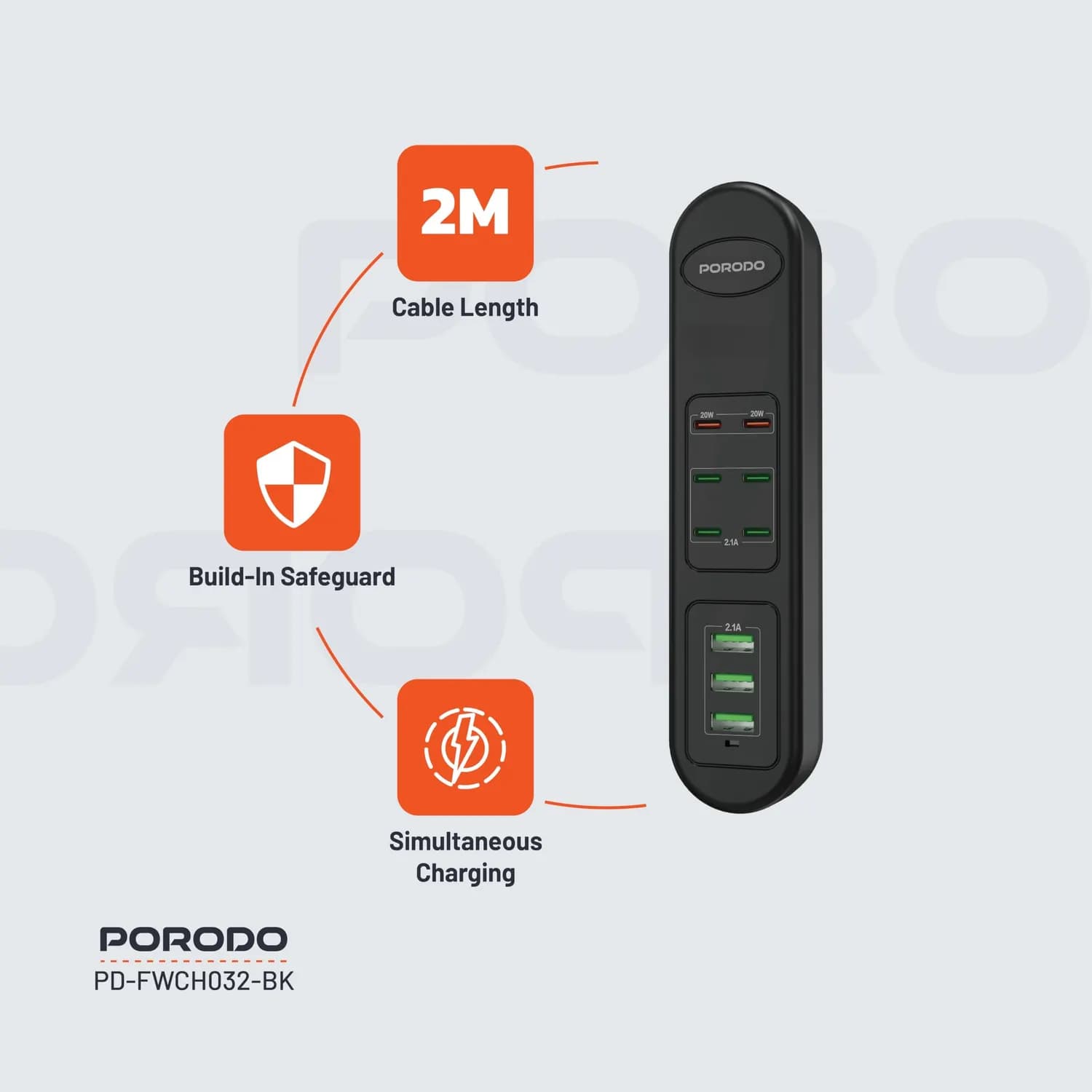 Porodo USB Charging Hub - 35W PD, 9-in-1 Multiport, Black 4