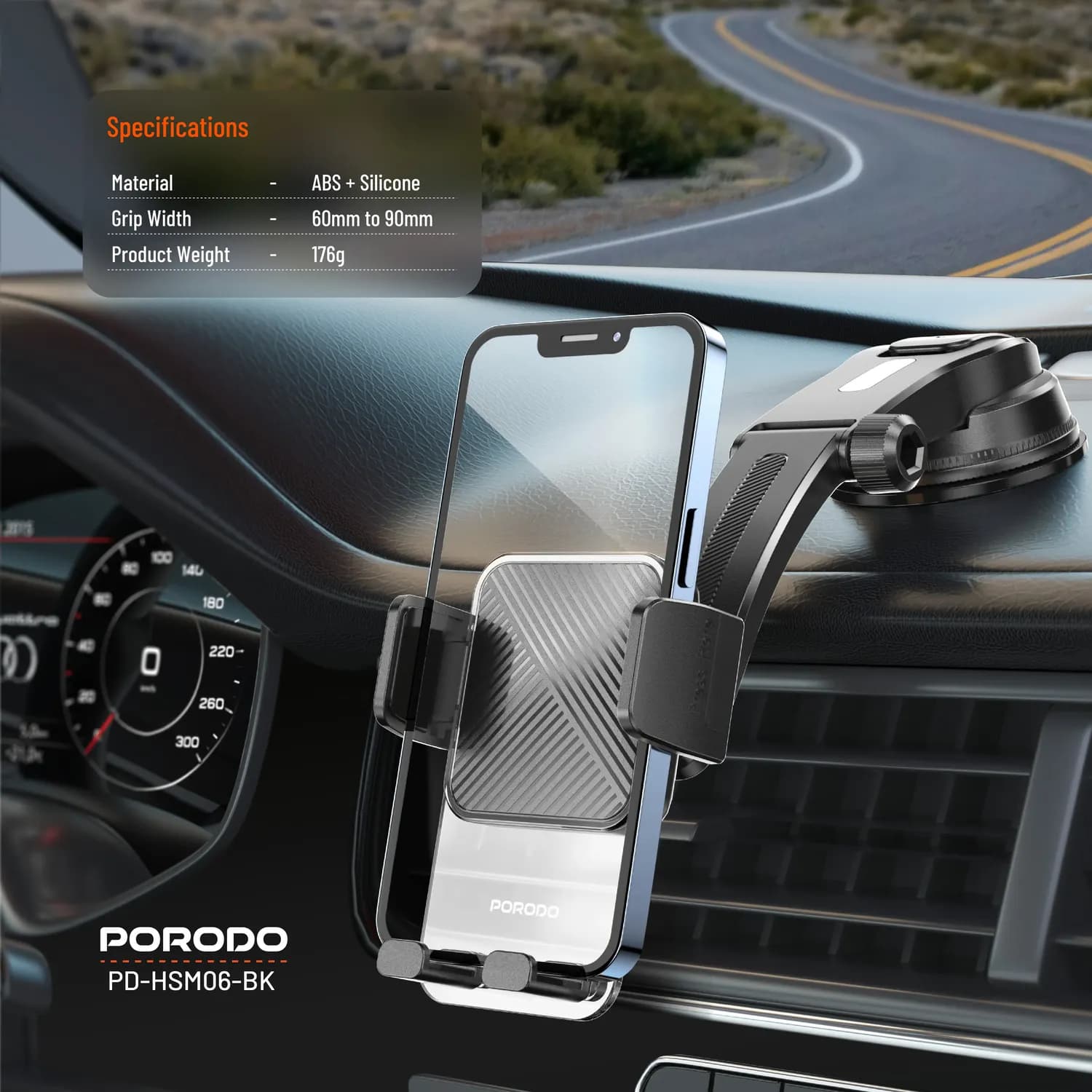 Porodo Phone Mount - Extended Base, Black 2