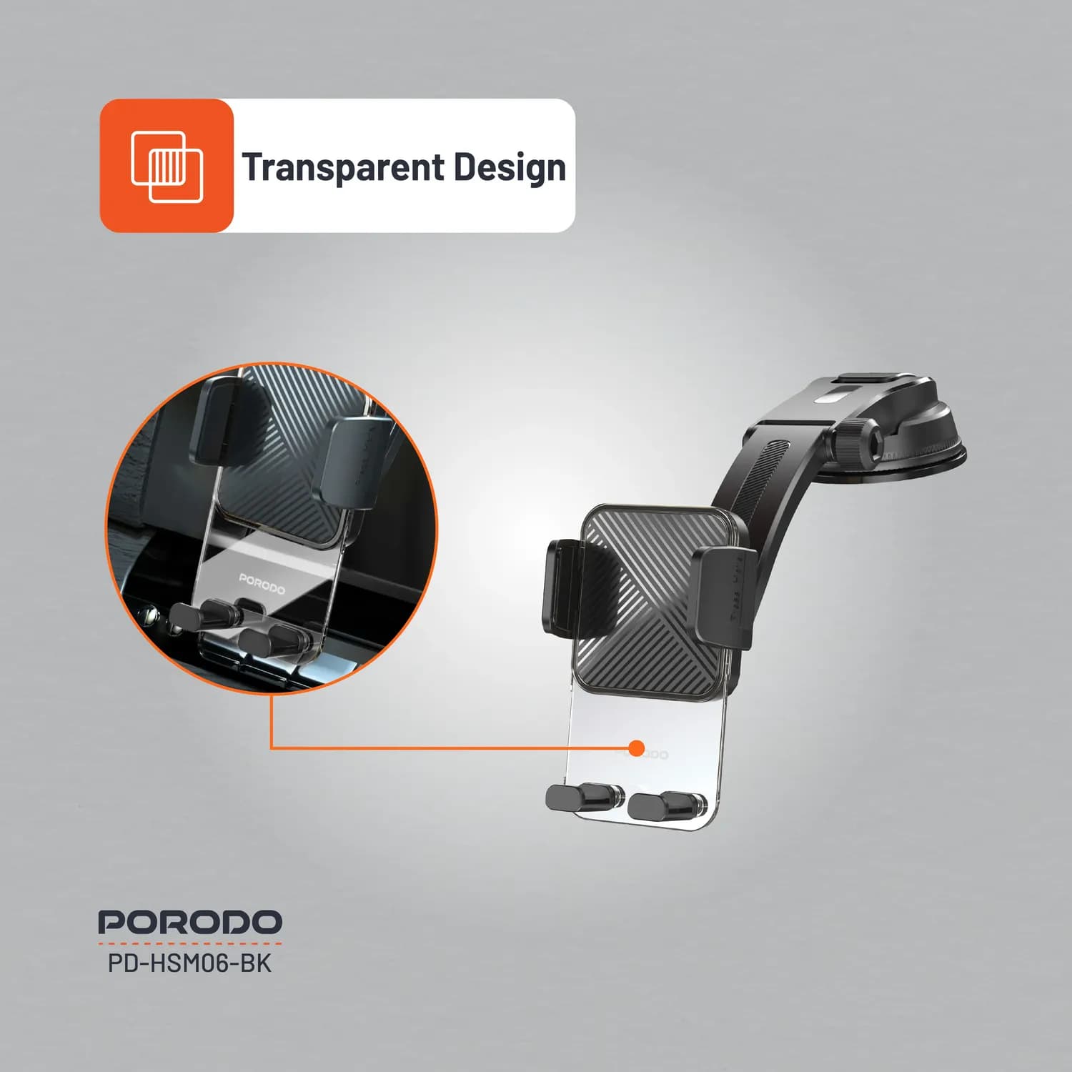 Porodo Phone Mount - Extended Base, Black 5