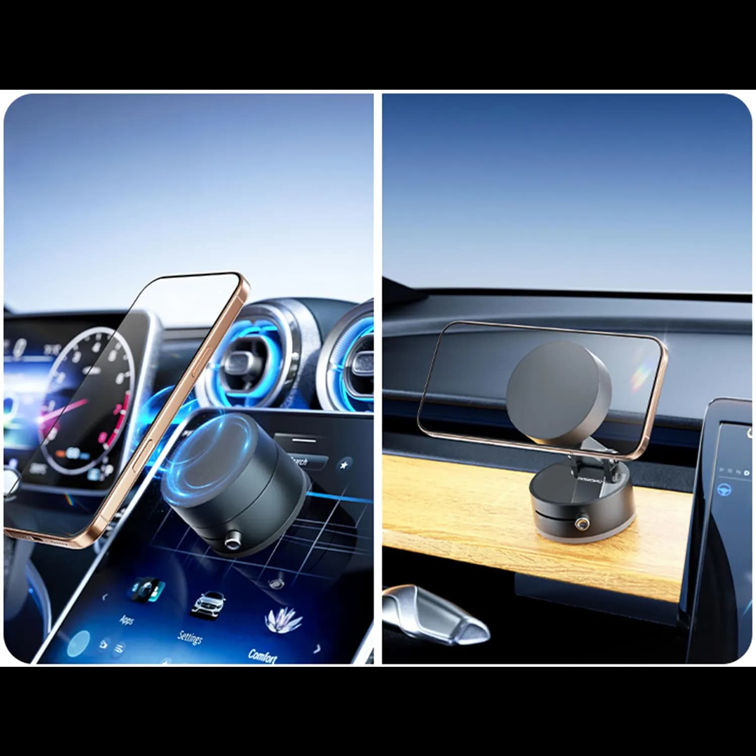 Porodo Wireless Charger Vent Mount HS14 - MagSafe Compatible, Black 3