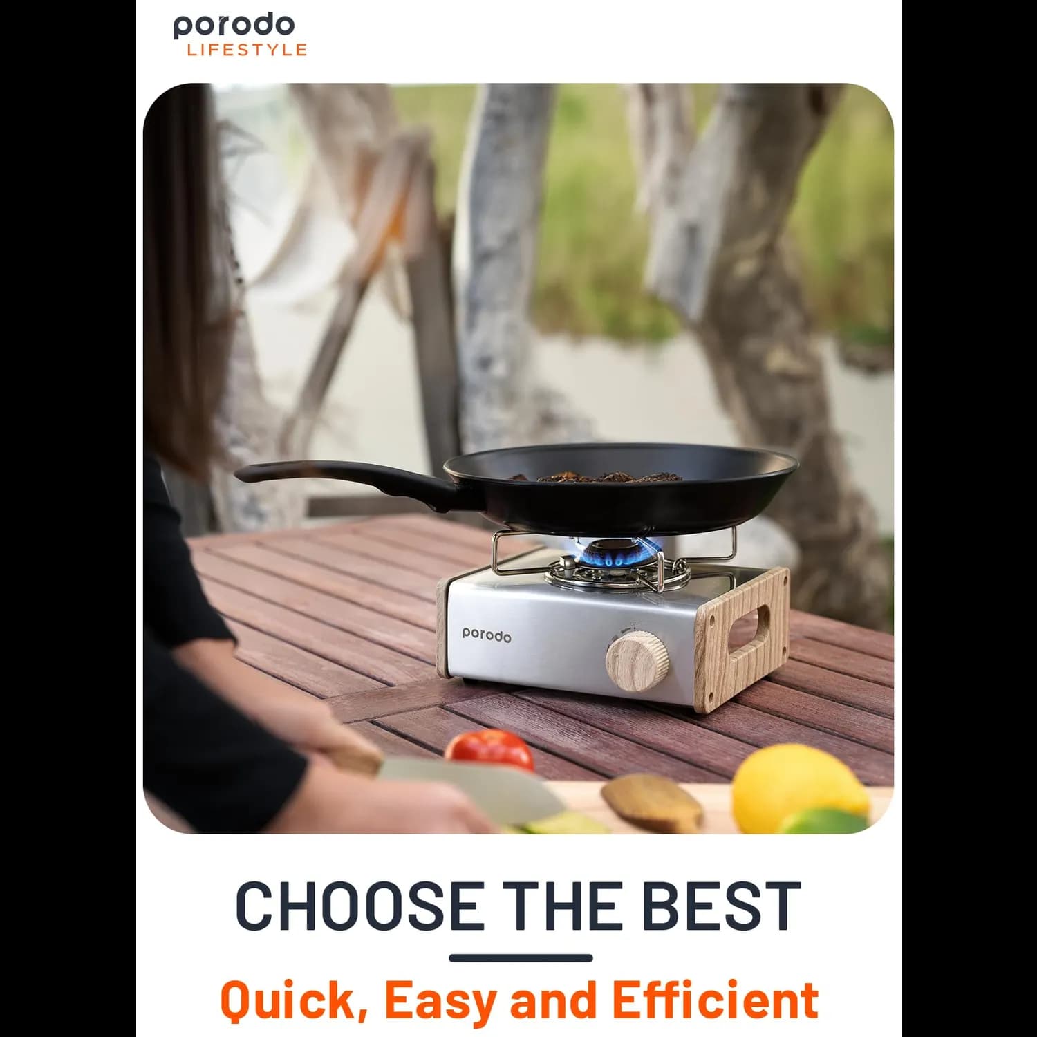 Porodo Gas Stove - Portable Single Burner, Light Brown 5