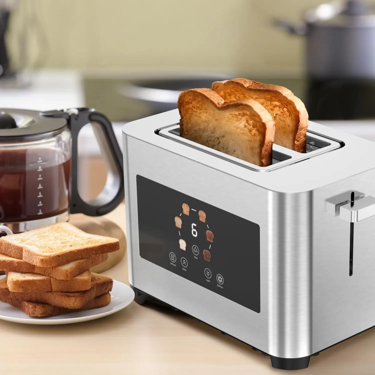 Porodo Air Fryer - 5L Glass Basket, Digital Touch, White 5