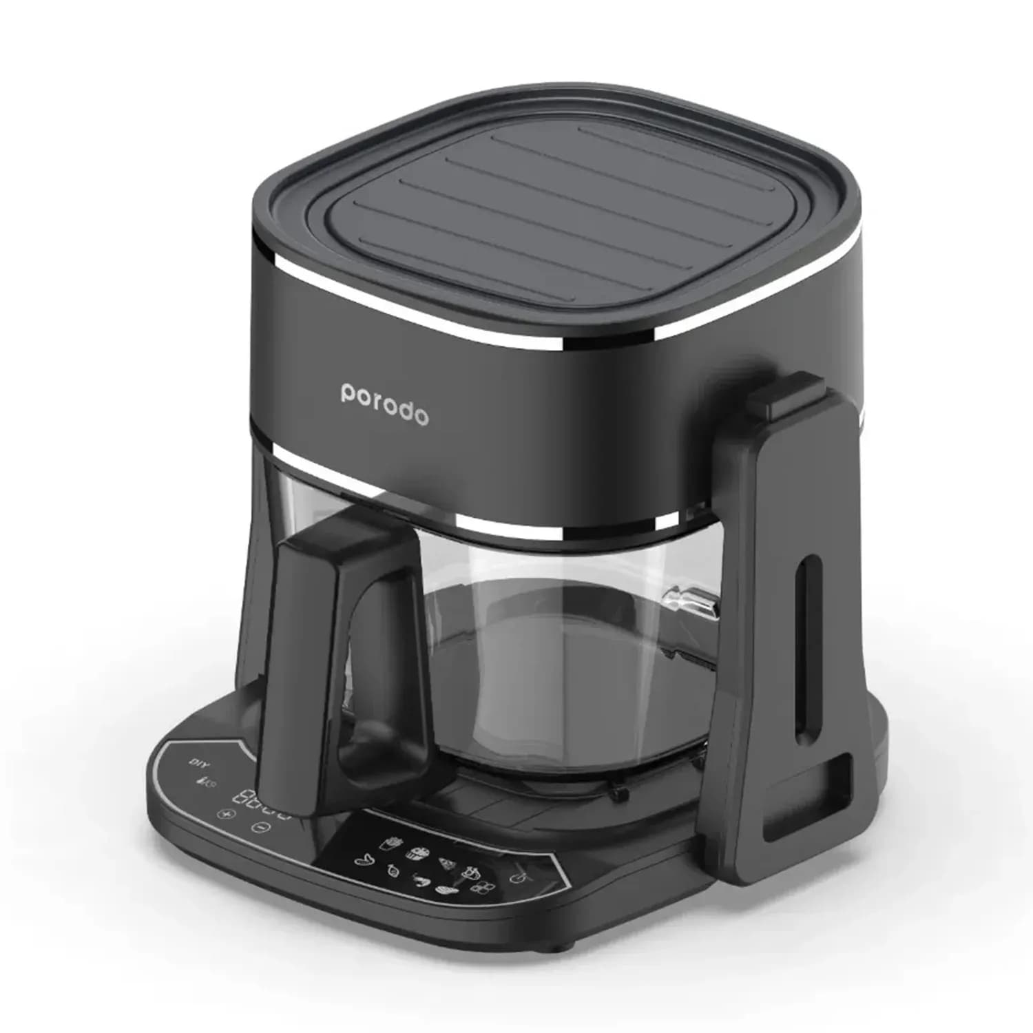 Porodo Air Fryer & Grill Combo - 4.5L Glass Pot, 8-in-1 Touch Panel, Black 4