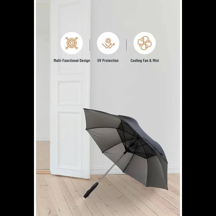 Porodo Umbrella PD-LFST029 - Fan & Mist Spray, UV Protection, Black 5