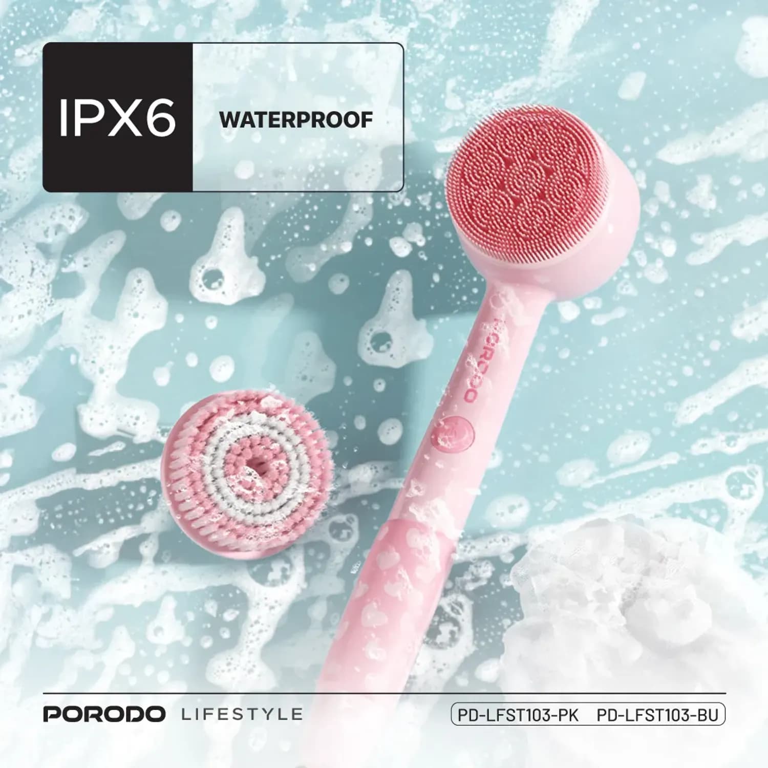 Porodo Kids Electric Bath Brush - Waterproof, Pink 4