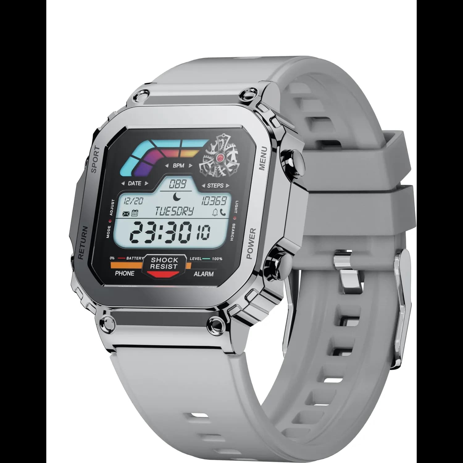 Porodo Smart Watch - Black Dial, Silicone & Metal Straps 4