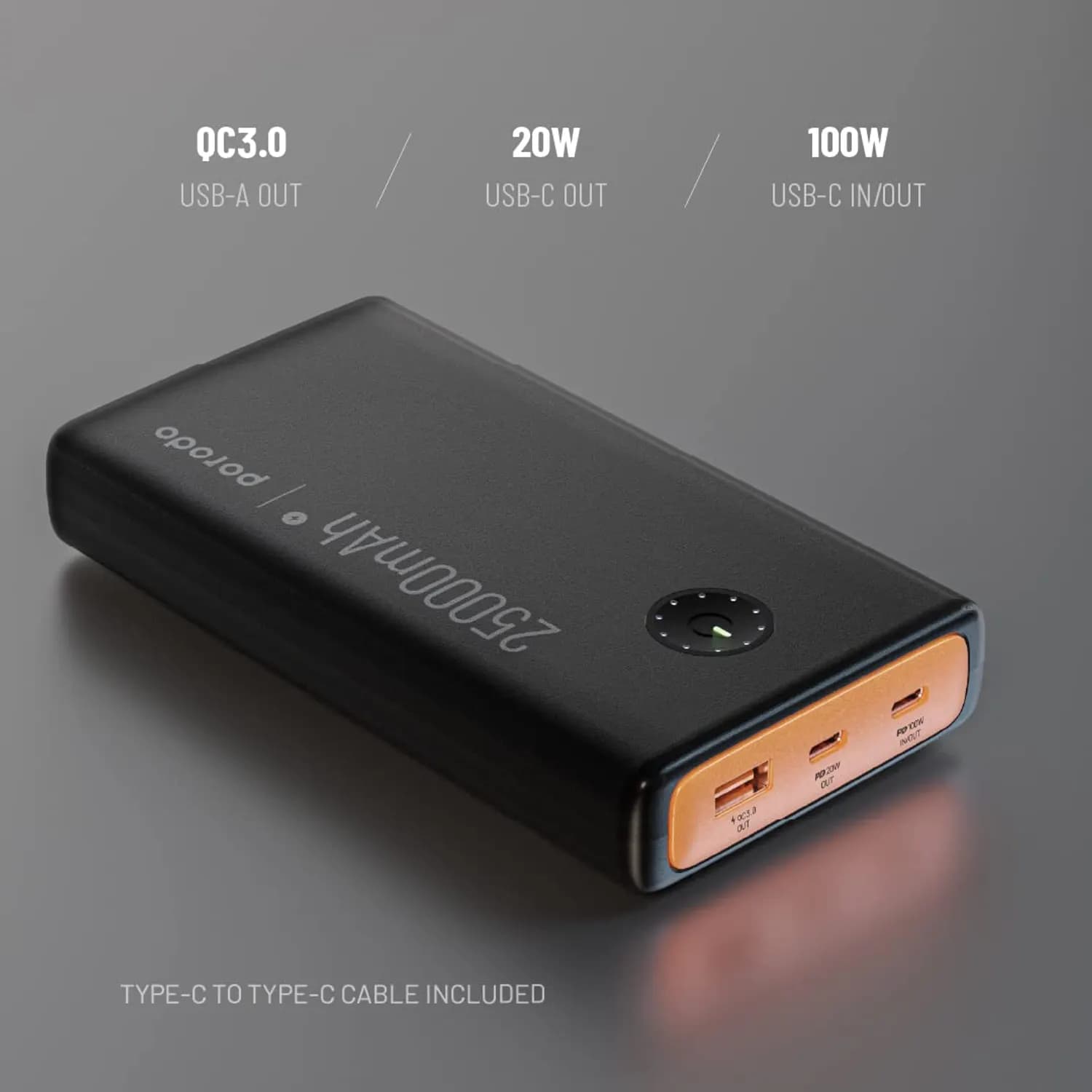 Porodo Power Bank 10000mAh - 20W PD, Black 3