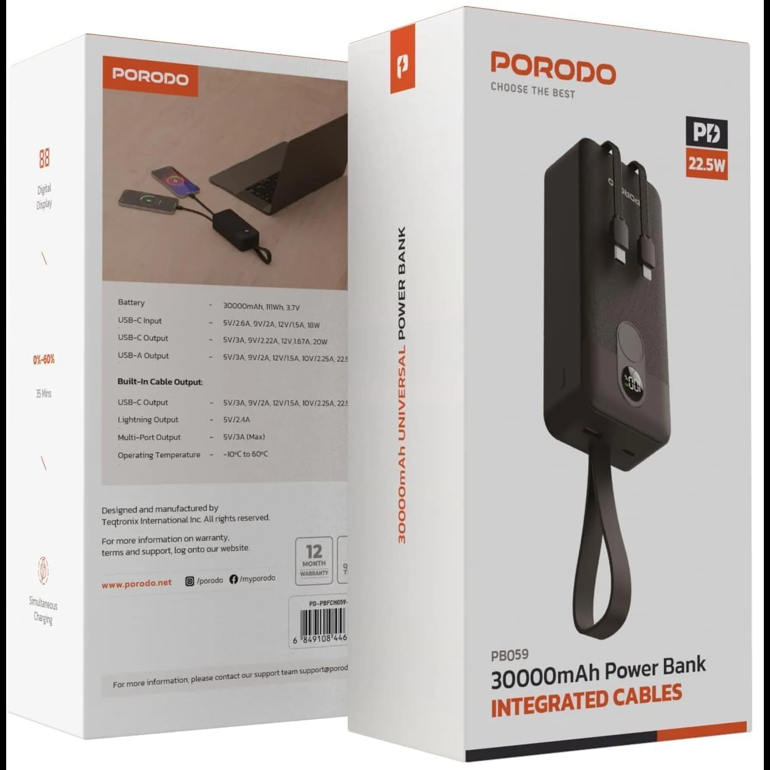 Porodo Power Bank PD-PBFCH023 25000mAh 120W PD - Black 4