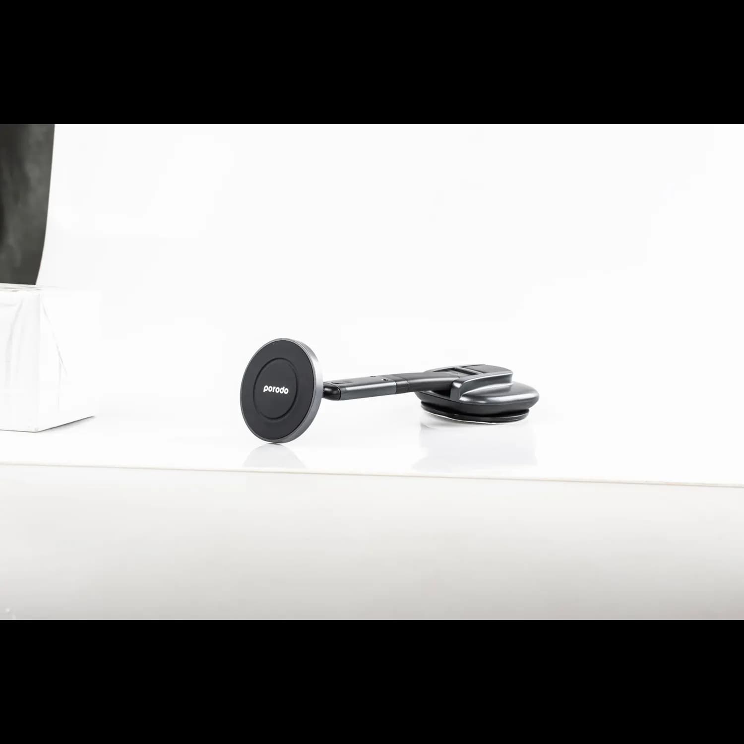 Porodo Magnetic Phone Dash Mount - Flexible Arm, Black 3