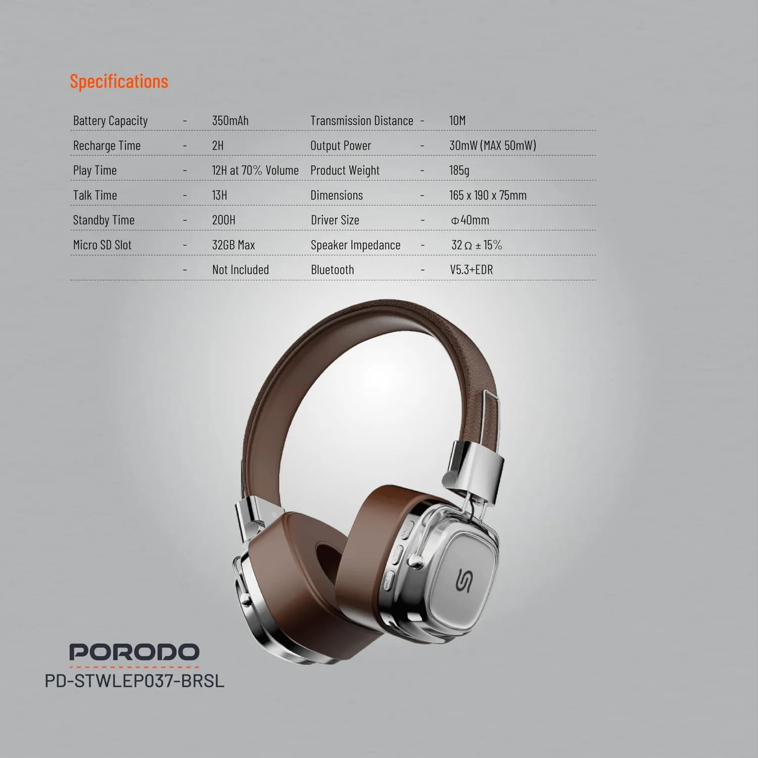Porodo MP3 Player Soundtec - Bluetooth 5.3, Black 4