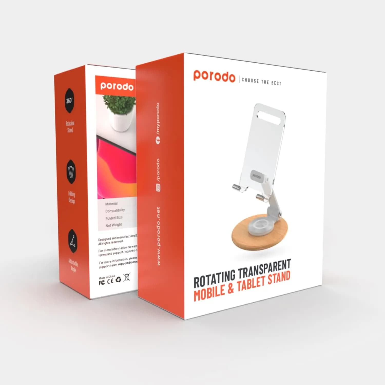 Porodo Tablet Stand - 360° Rotatable, Adjustable, White 4