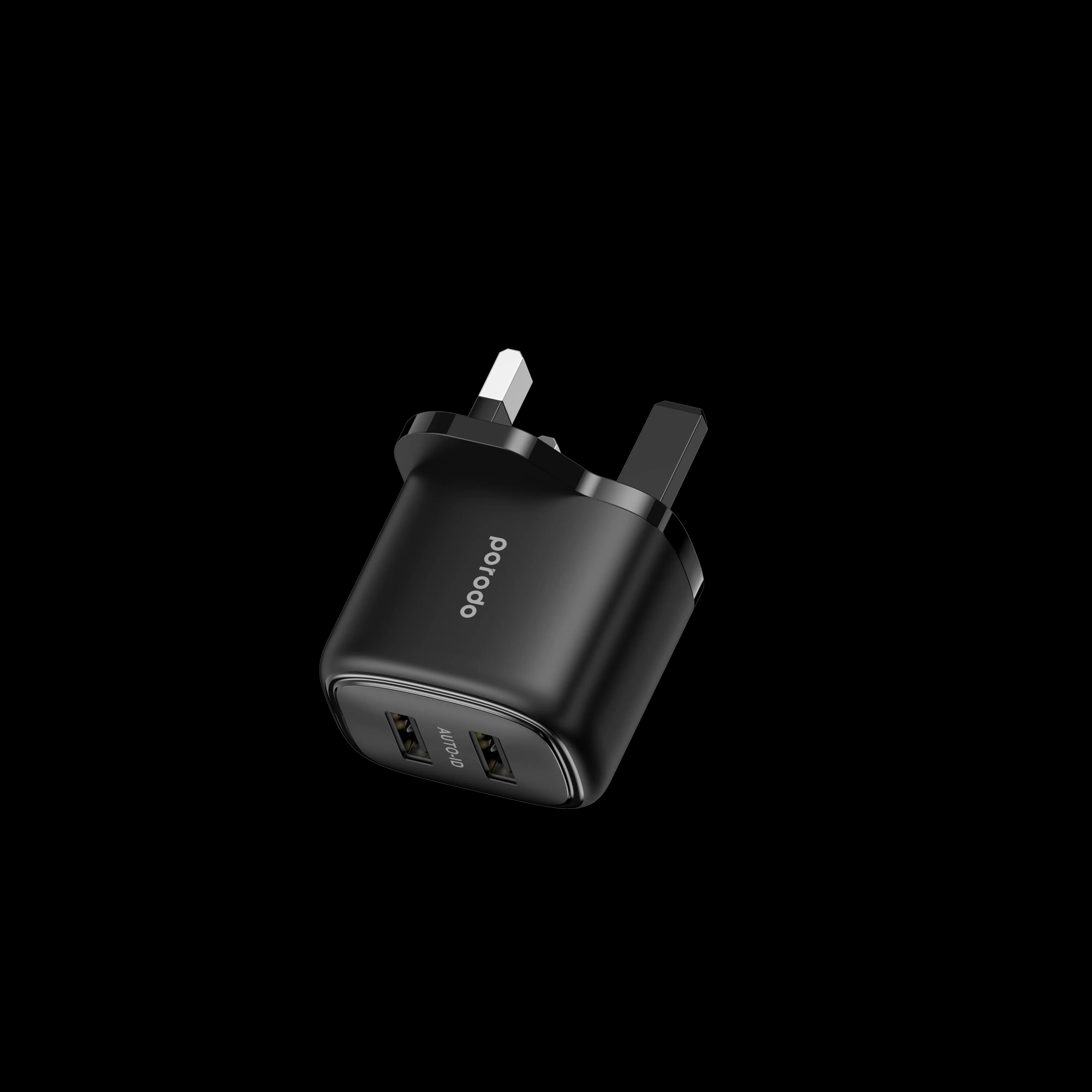 Porodo 12W Double USB 2.4A Charger UK - Black 3