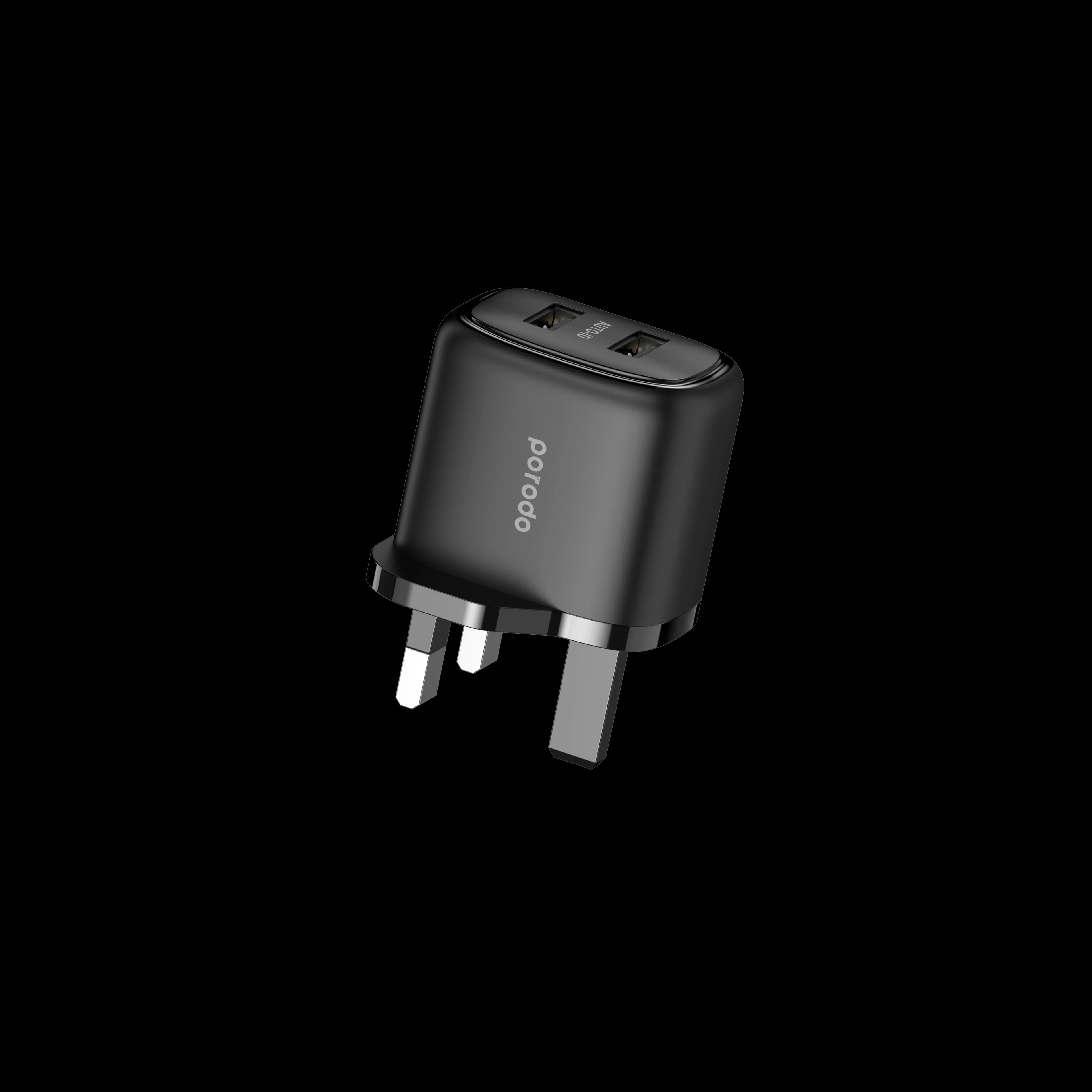 Porodo 12W Double USB 2.4A Charger UK - Black 4