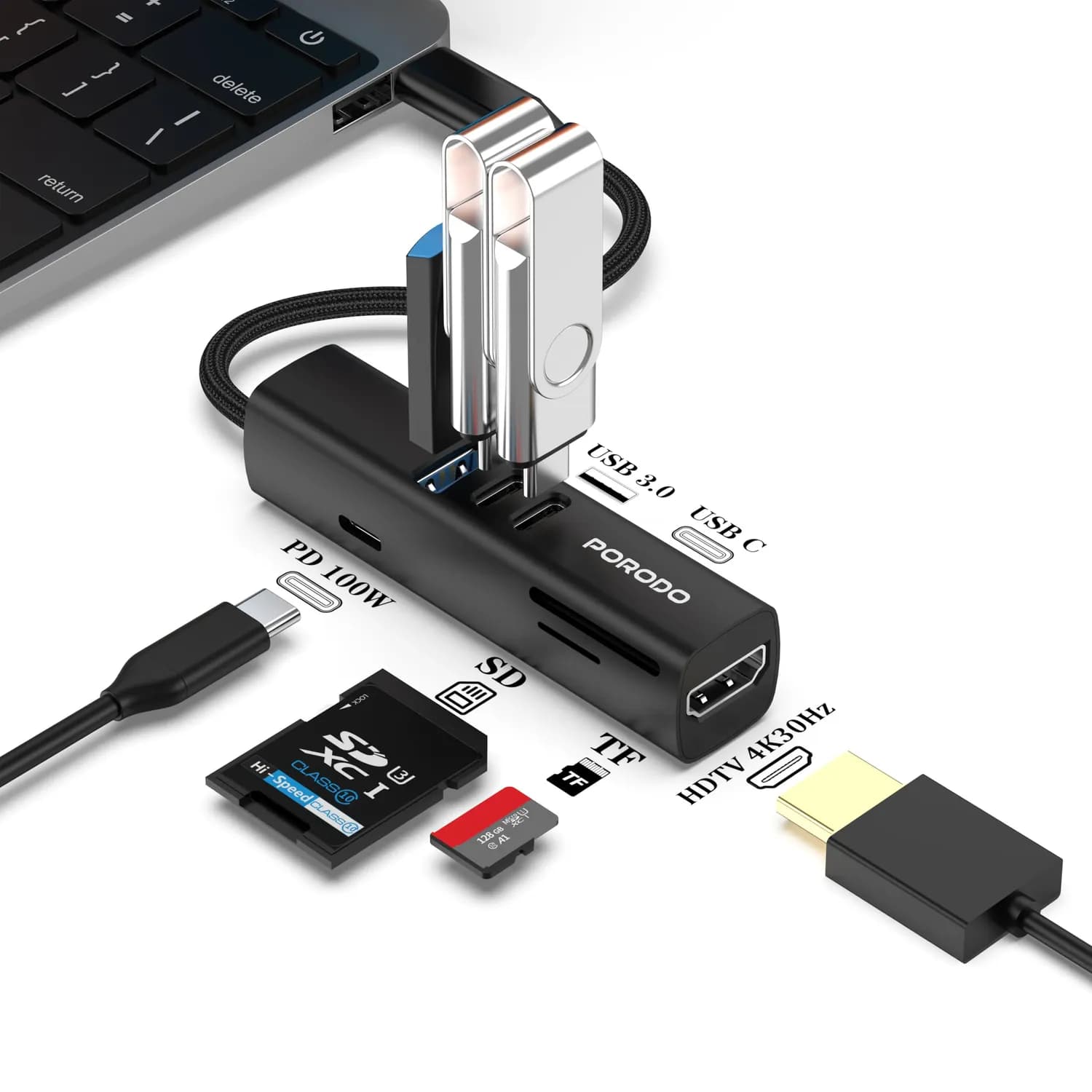 Porodo Travel Adapter - Dual USB-A 2.4A, Black 2
