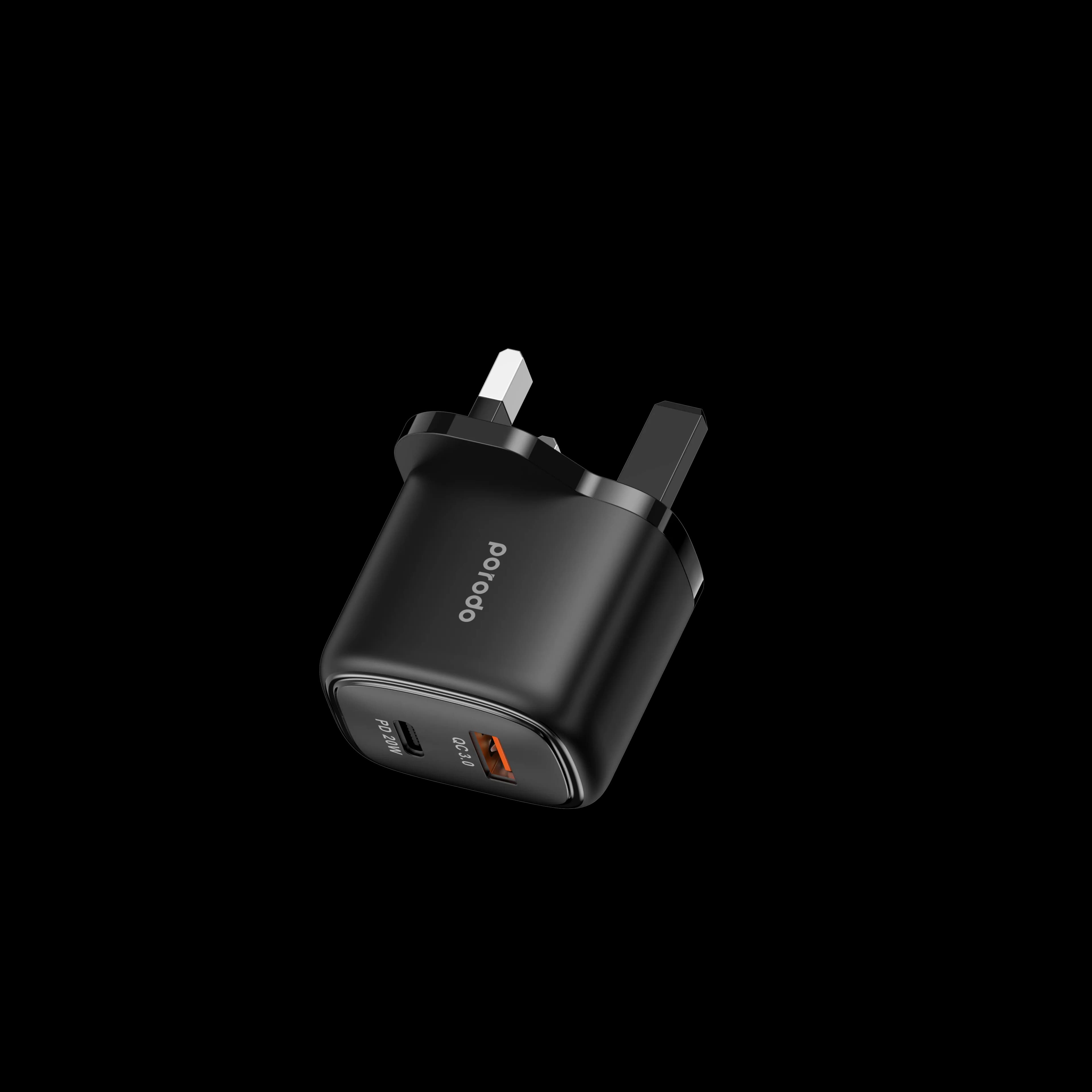 Porodo 20W+QC USB A+C Charger UK with C-Lightning 1.2M Cable - Black 4