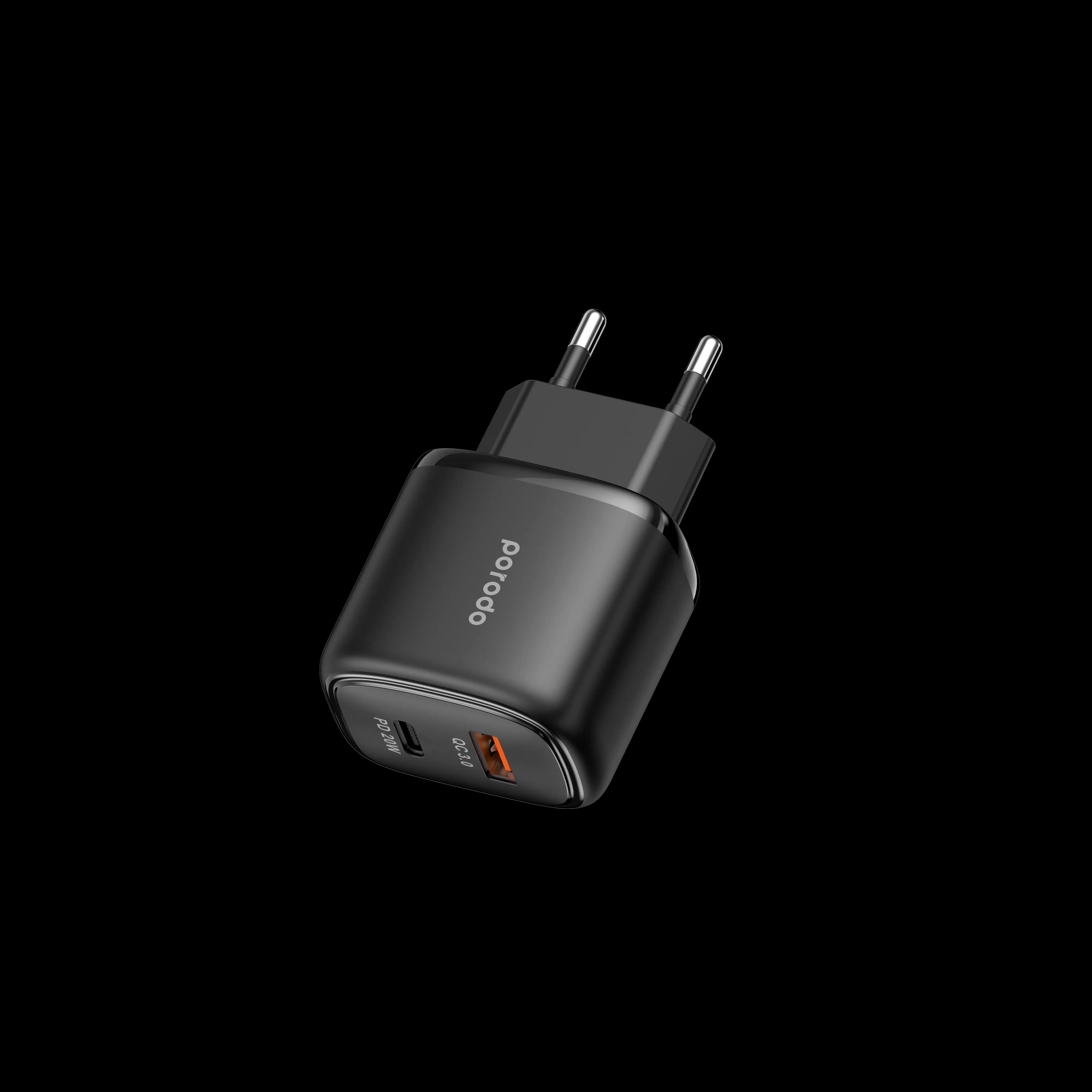 Porodo Dual Output USB-C PD and USB-A QC Quick Charger EU 4