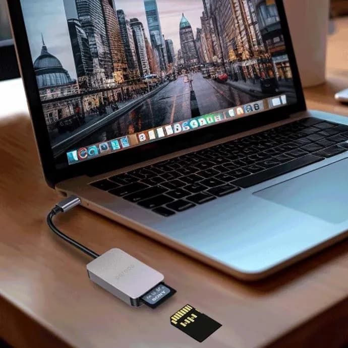 Porodo 2in1 USB-C Card Reader for SD & MicroSD - Grey 3