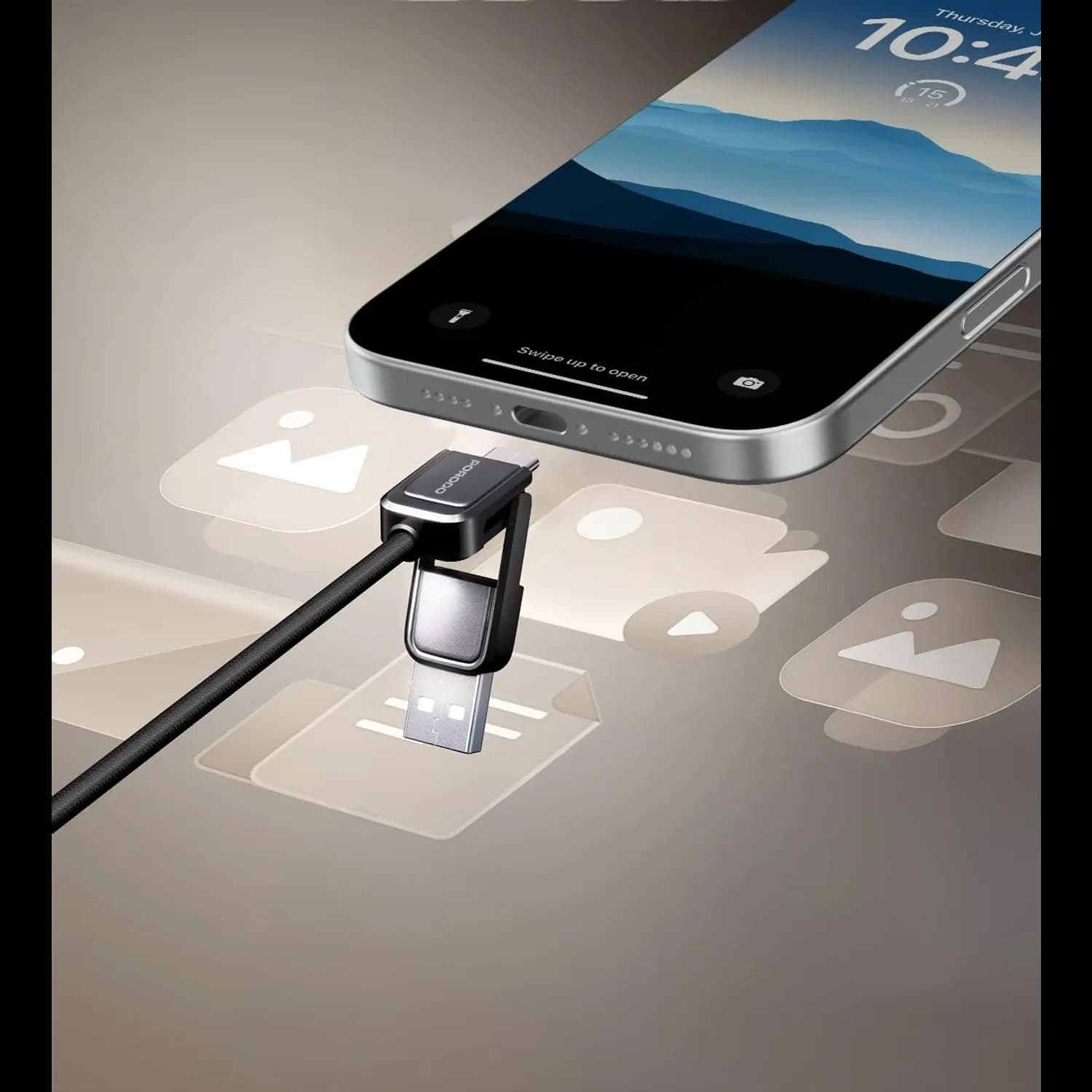 Porodo 4-in-1 Braided Cable - 240W Fast Charging, Grey 2