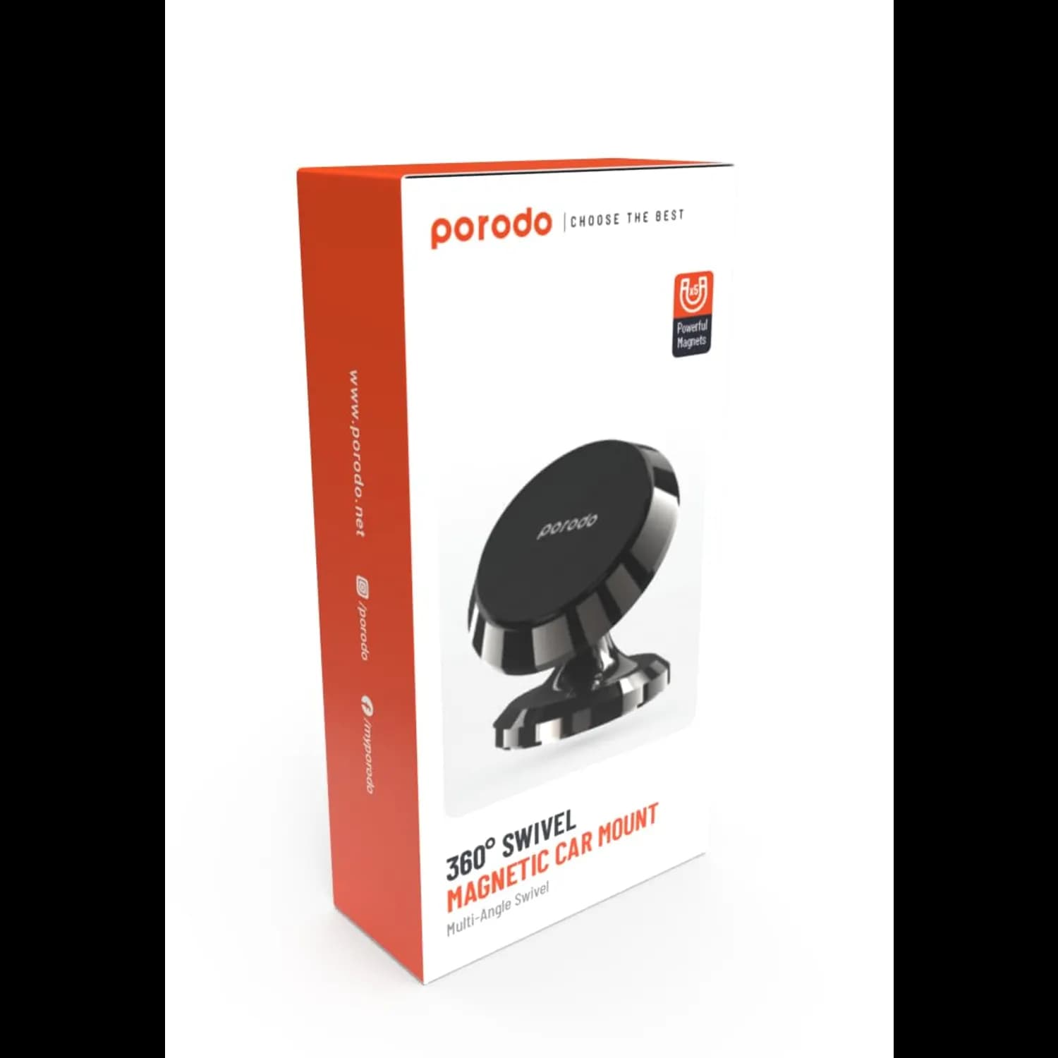 Porodo Magnetic Car Mount - 4 Circular Discs, Black 5