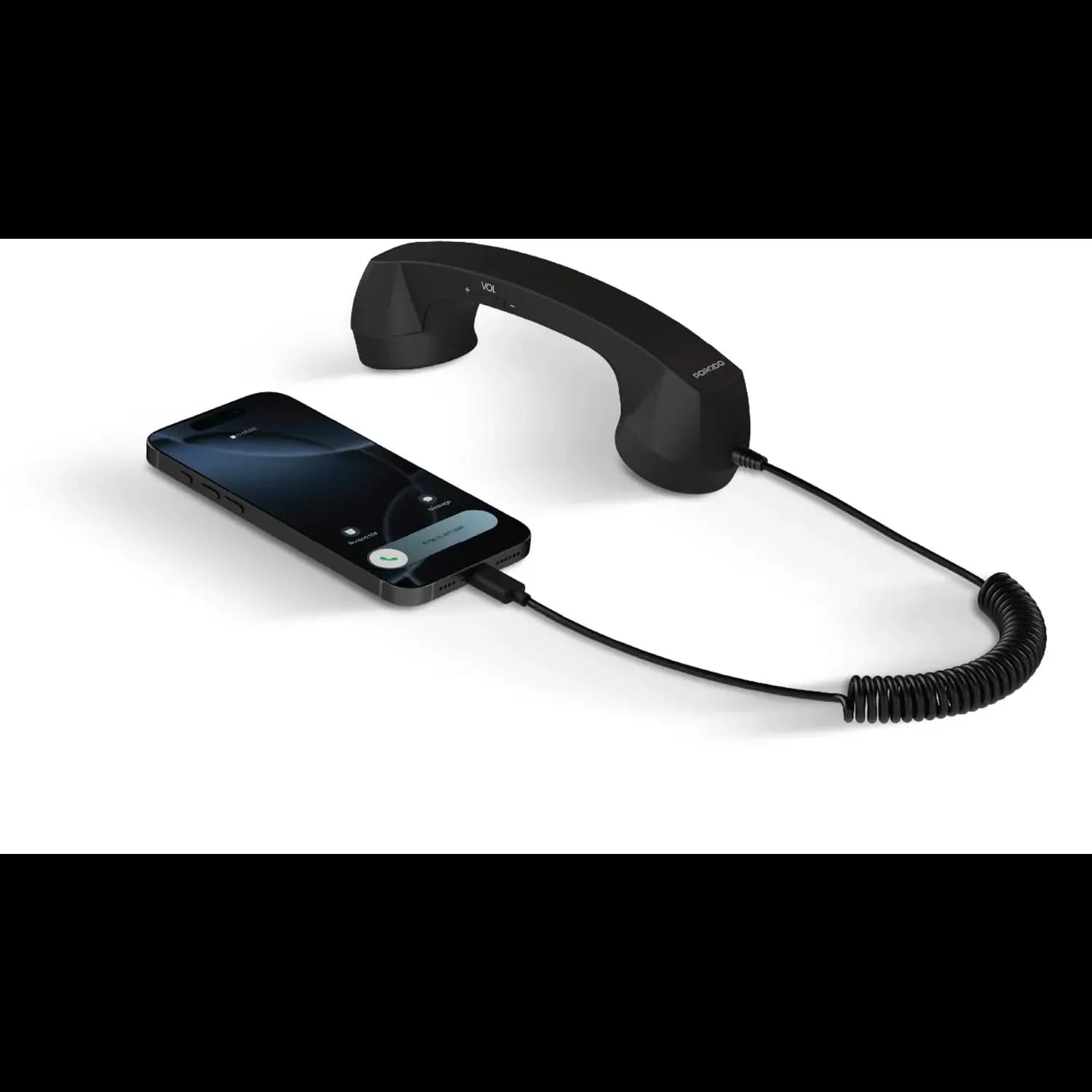 Porodo Phone Handset - Retro Classic, Black 3