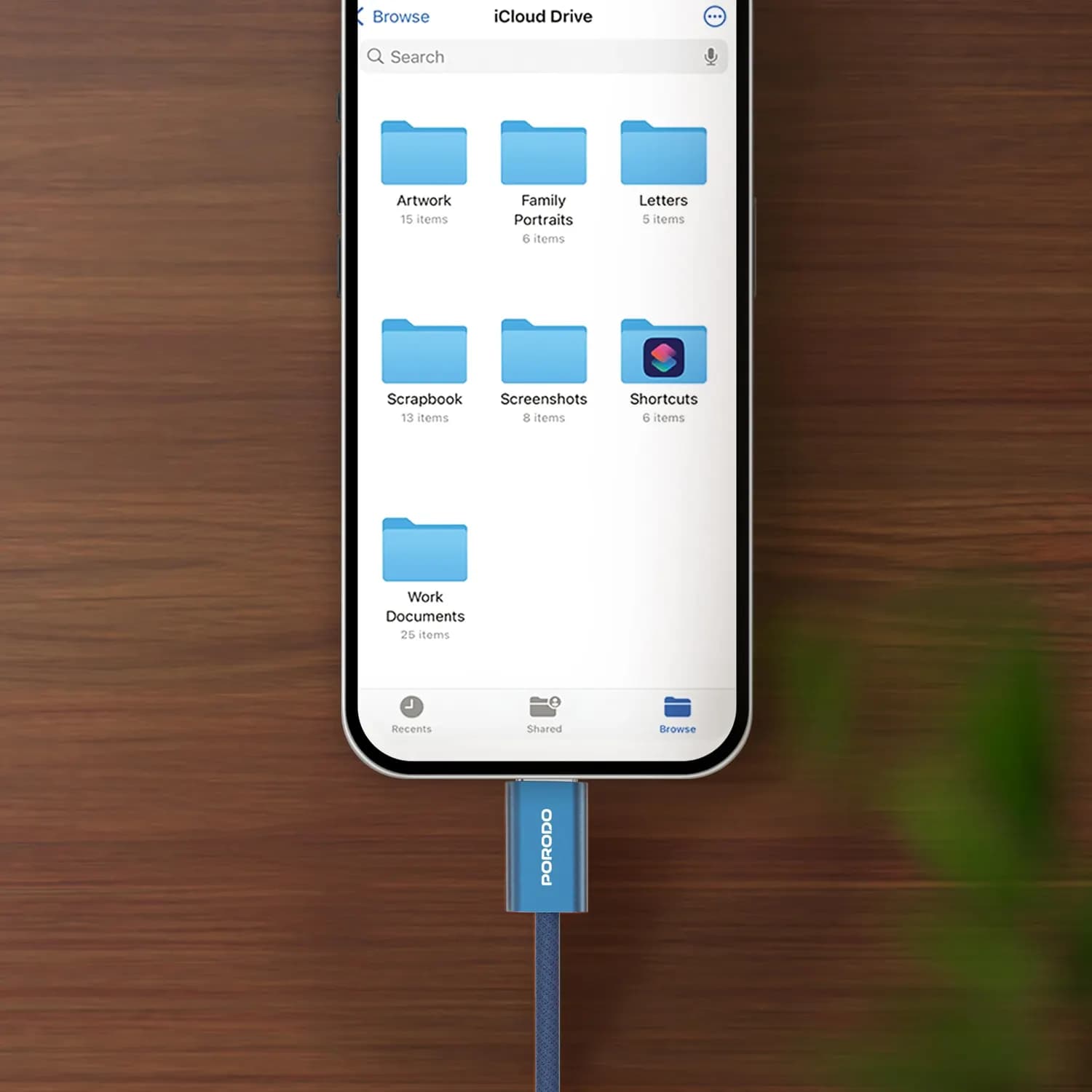 Porodo USB-C Cable - 60W Fast Charging, Blue 2