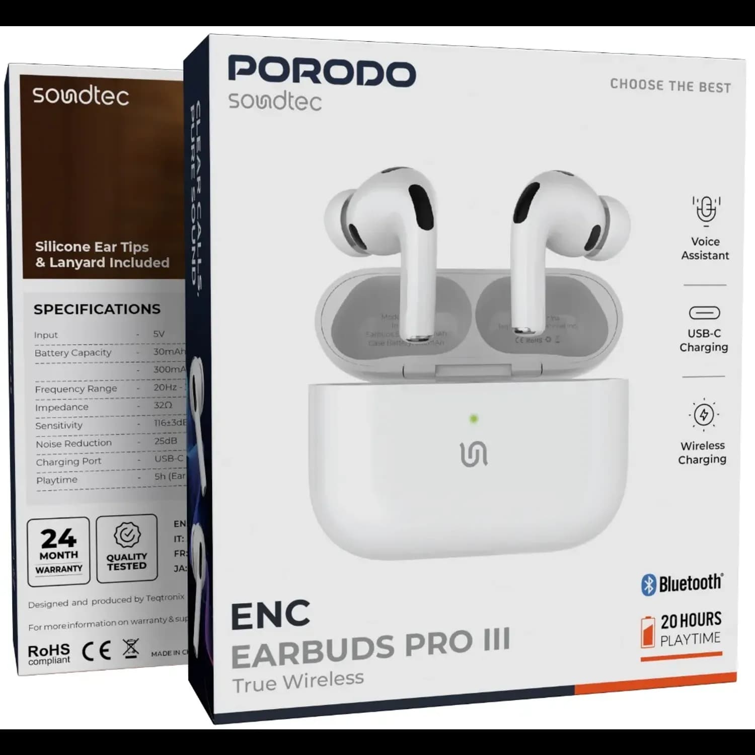 Porodo Earbuds Pro 3 - ENC, White 3