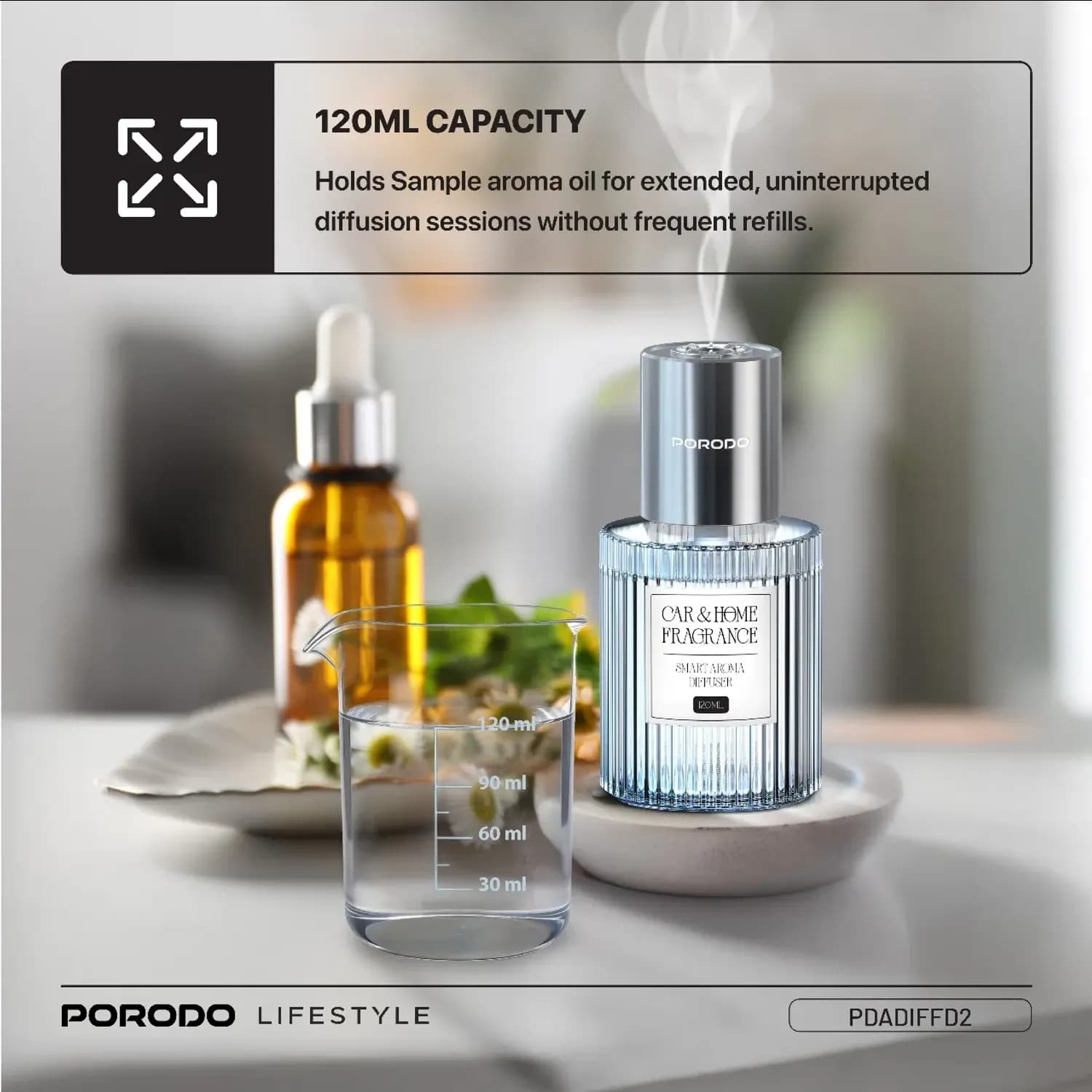 Porodo Aroma Diffuser Grasse - 120ml, White 4