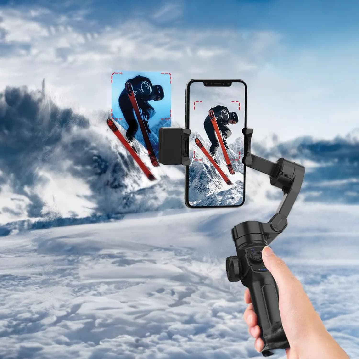 Porodo 3-Axis Gimbal Stabilizer - AI Tracking, Foldable, Black 2