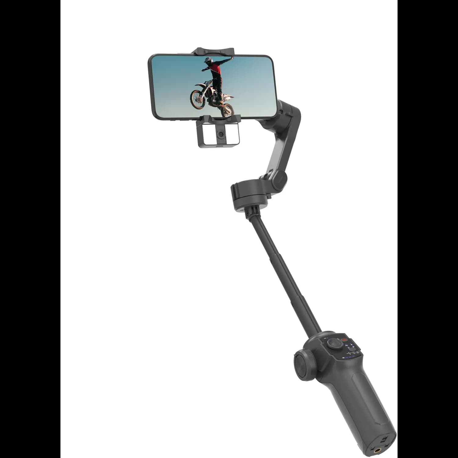 Porodo 3-Axis Gimbal Stabilizer - AI Tracking, Foldable, Black 1 Porodo 3-Axis Gimbal Stabilizer - AI Tracking, Foldable, Black 1