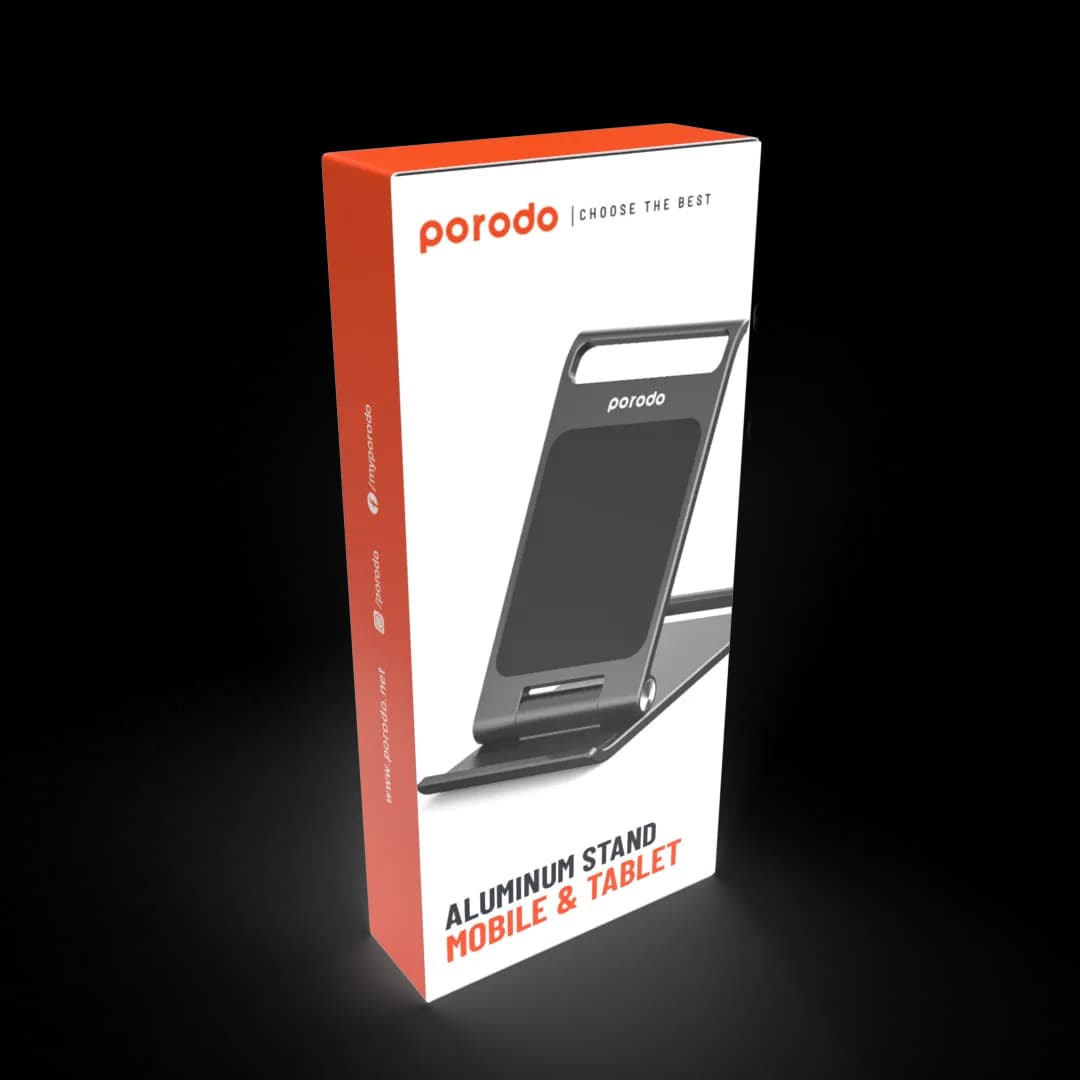 Porodo Aluminum Alloy Foldable Mobile Stand - Grey 3