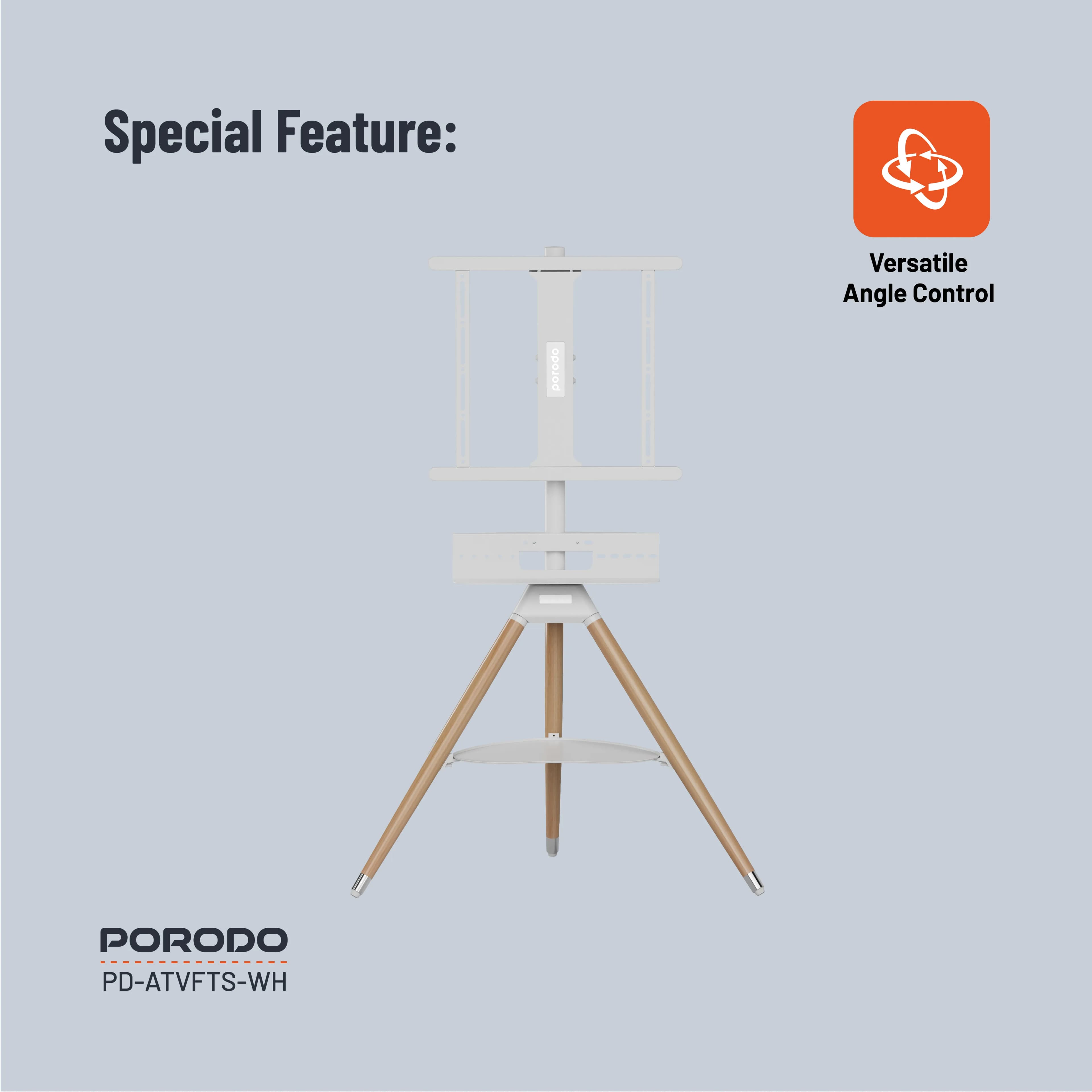 Porodo TV Stand Wooden Tripod 3