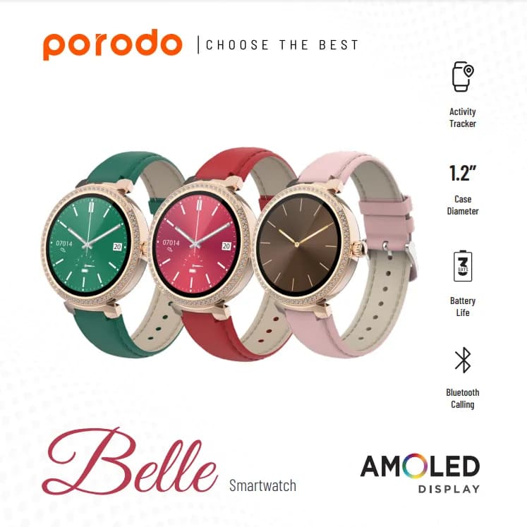 Porodo Belle Smart Watch AMOLED Display — Red 2