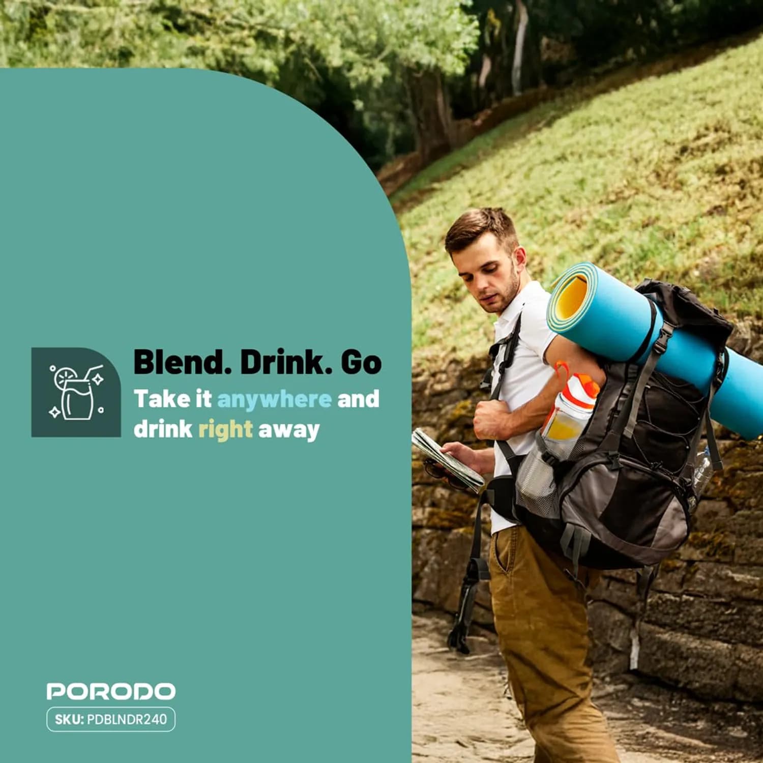 Porodo Portable Blender Nutrimix - 700ml, USB-C, Black — Black 5