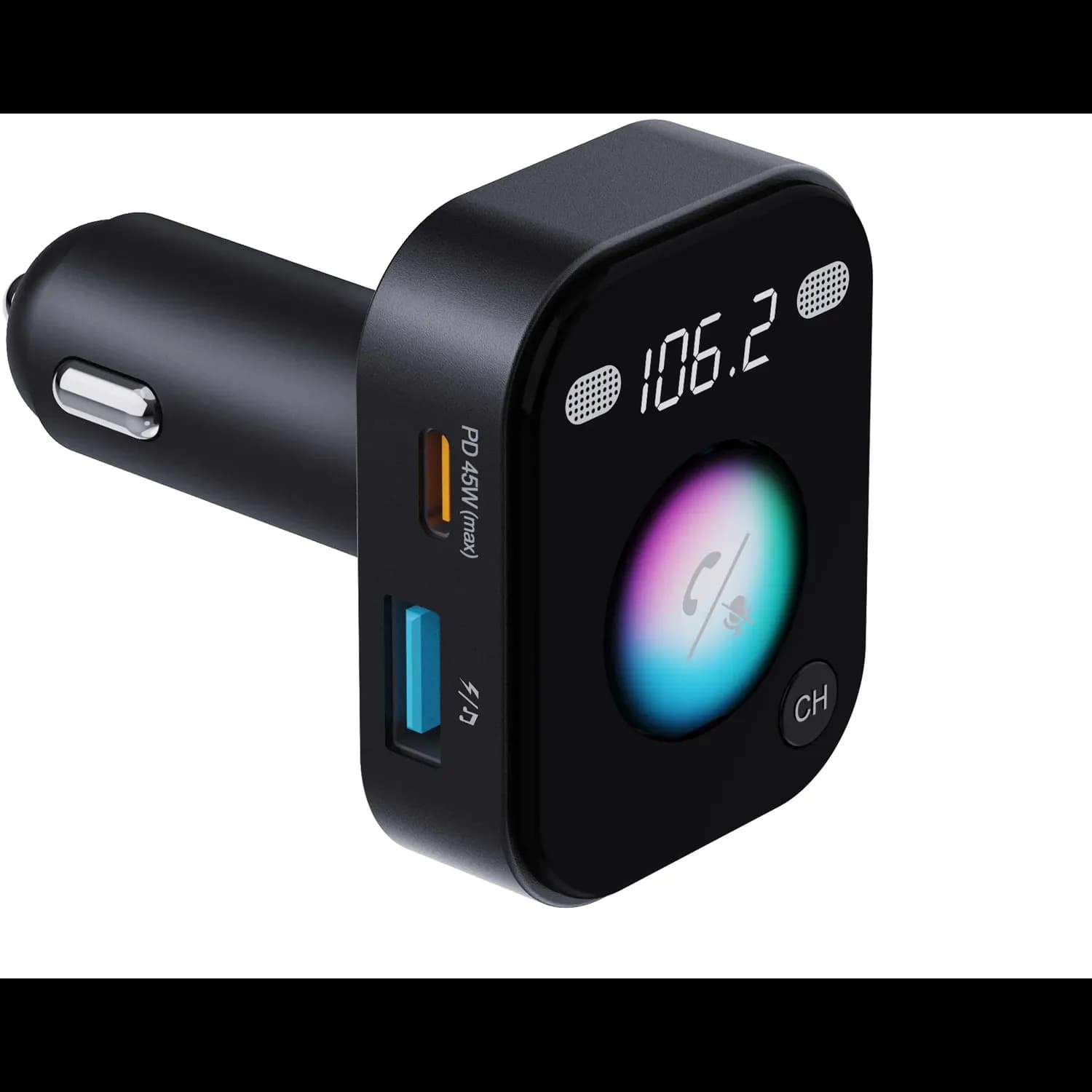 Porodo FM Transmitter & Charger - Bluetooth 5.4, 57W, Black 3