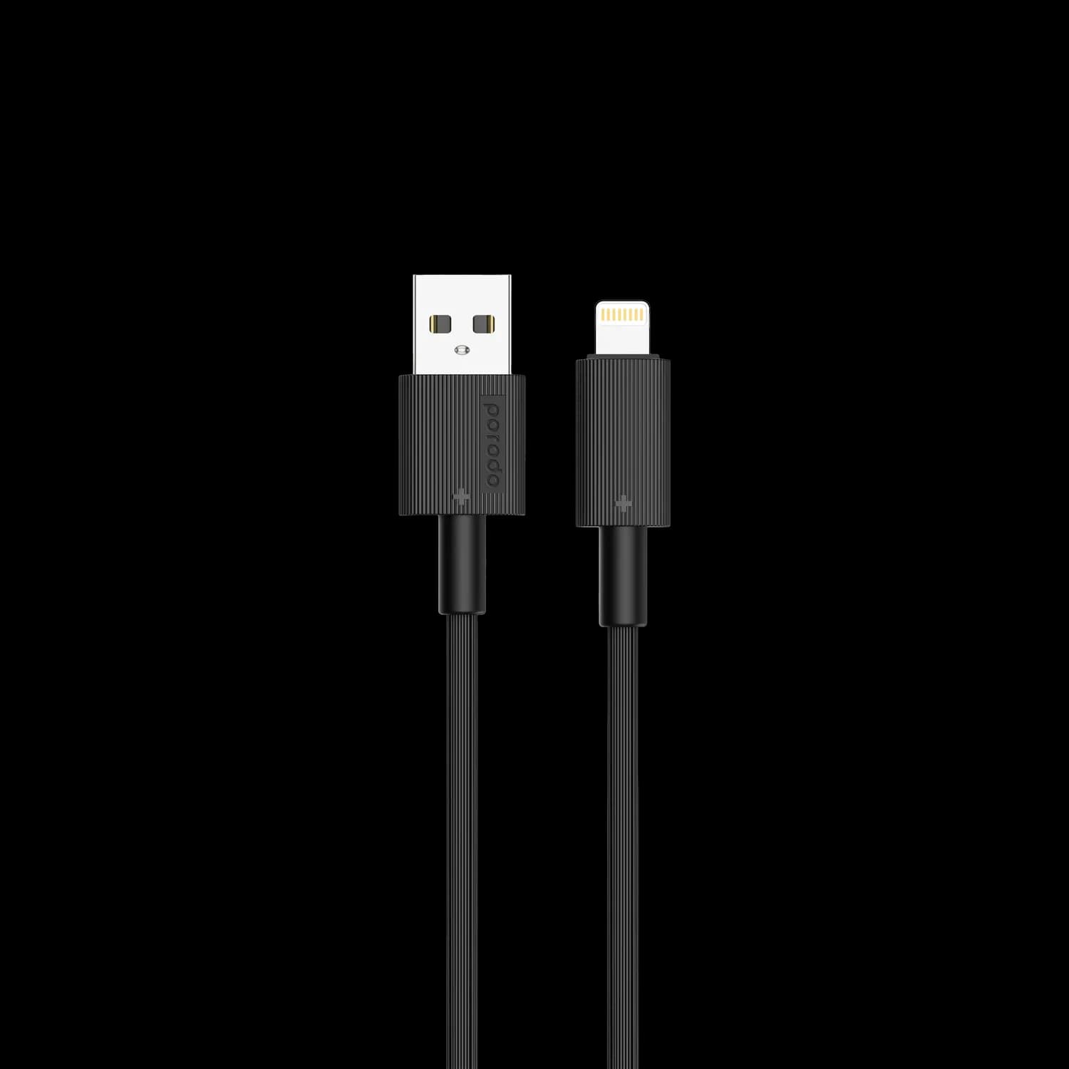 Porodo USB-A to Lightning Charging Cable, Durable, - Black 1 Porodo USB-A to Lightning Charging Cable, Durable, - Black 1