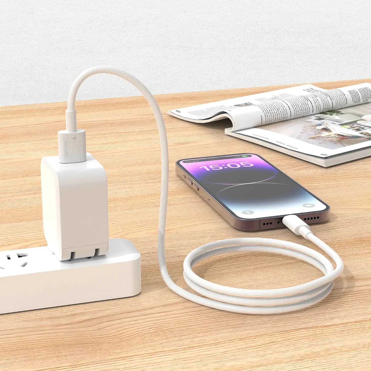 Porodo USB A to Lightning Cable 3m, - White — White 2