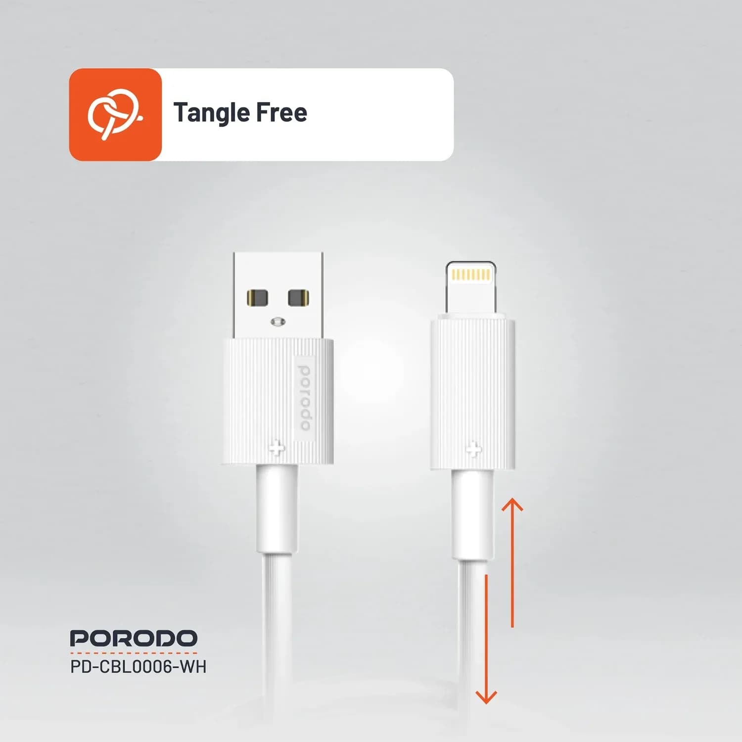Porodo USB A to Lightning Cable 3m, - White — White 5