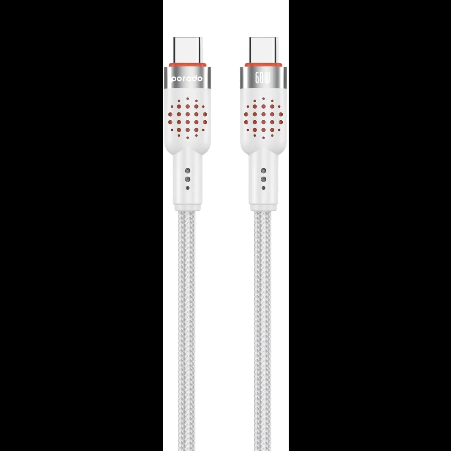 Porodo USB-C Cable - Braided Aluminum, 1.2m, 60W PD, White — Titanium White 1 Porodo USB-C Cable - Braided Aluminum, 1.2m, 60W PD, White — Titanium White 1