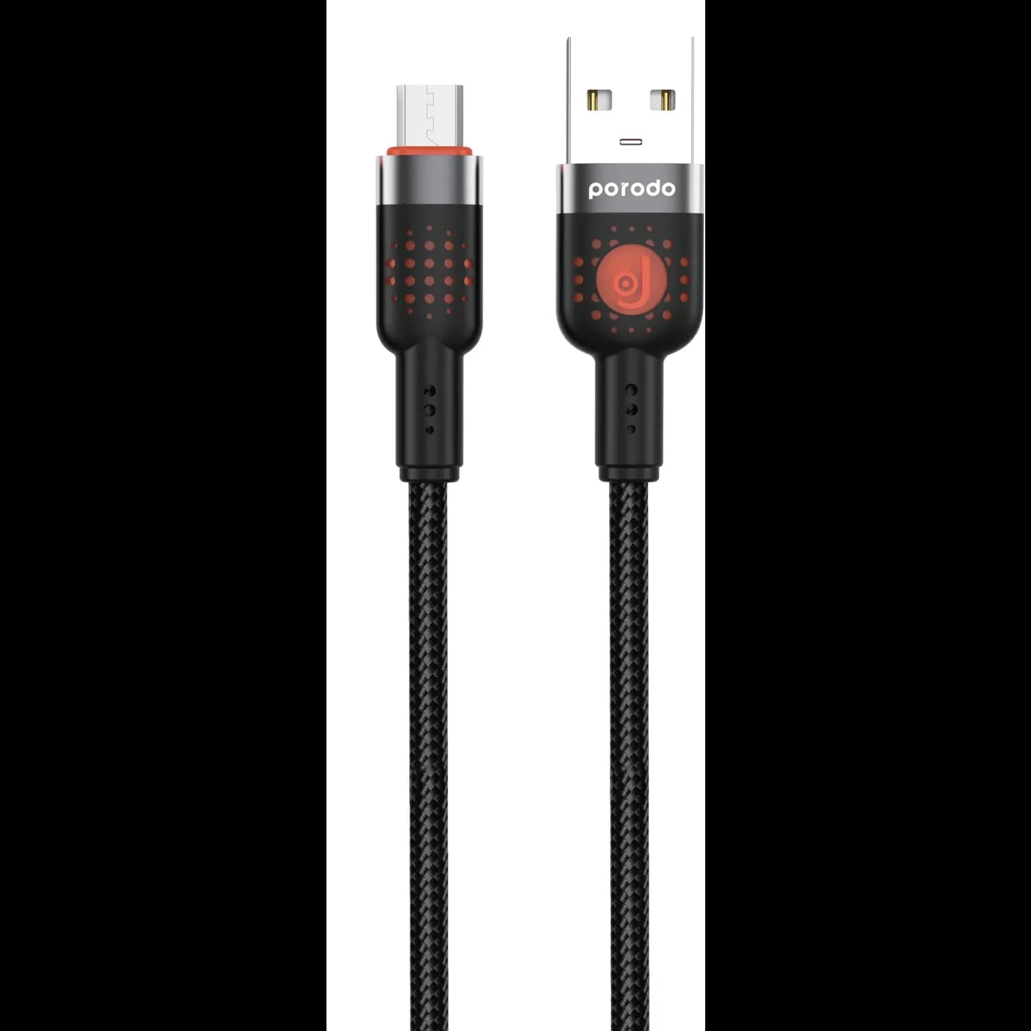 Porodo Braided USB-A to Micro USB Cable - 1.2m, Black 1 Porodo Braided USB-A to Micro USB Cable - 1.2m, Black 1