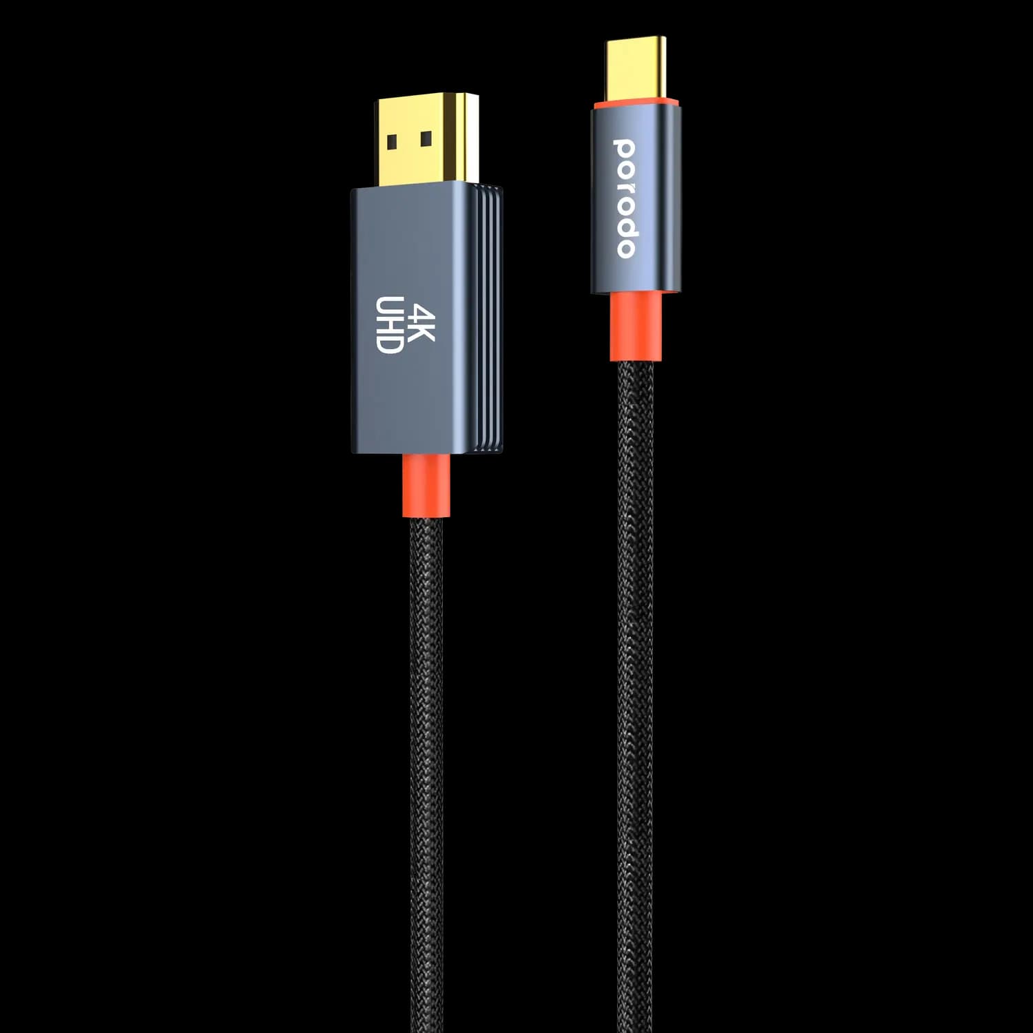 Porodo USB-C to HDMI Cable - 2m, 4K 60Hz, Black Porodo USB-C to HDMI Cable - 2m, 4K 60Hz, Black