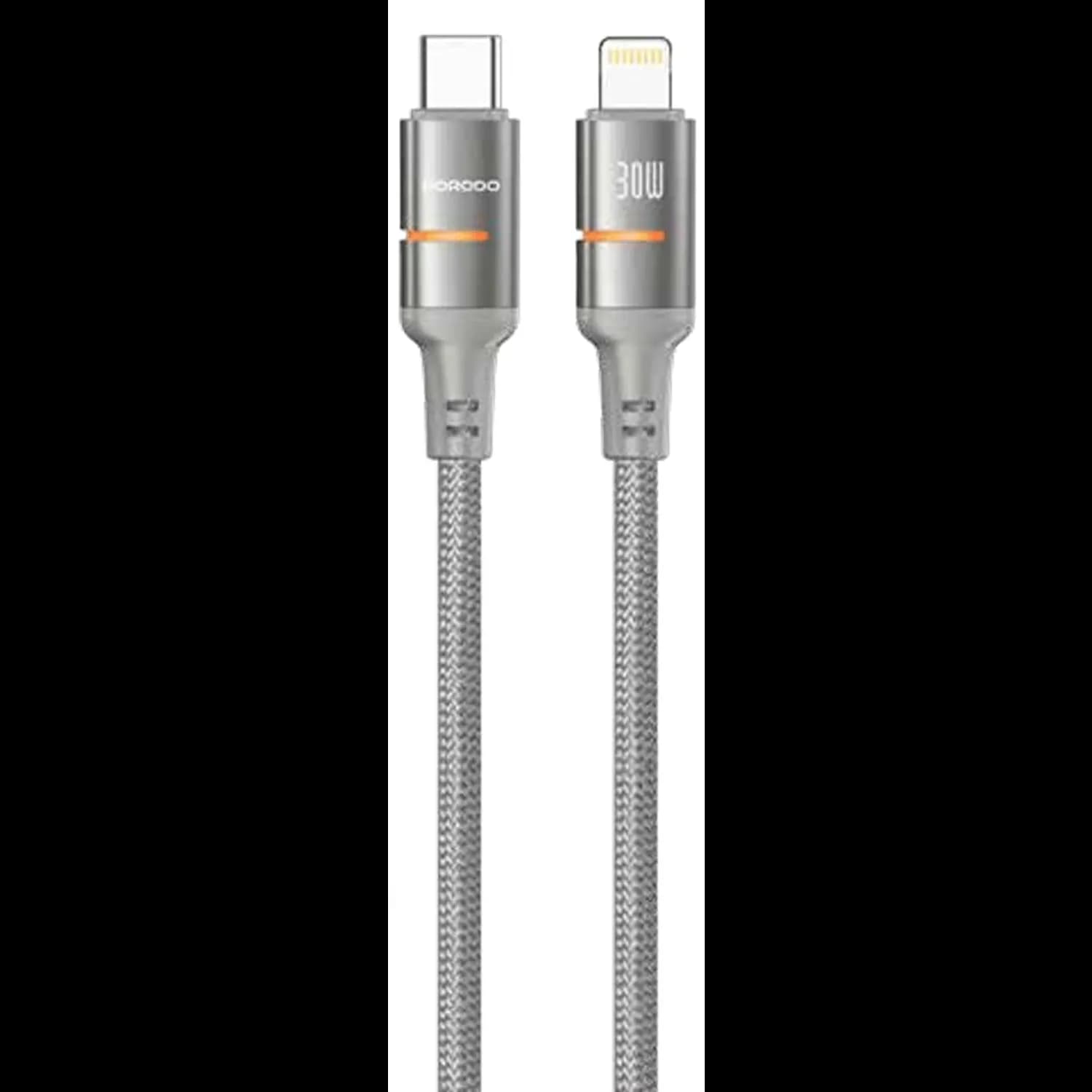 Porodo USB-C to Lightning Cable - 30W PD, 1.2m Braided, Gray 1 Porodo USB-C to Lightning Cable - 30W PD, 1.2m Braided, Gray 1