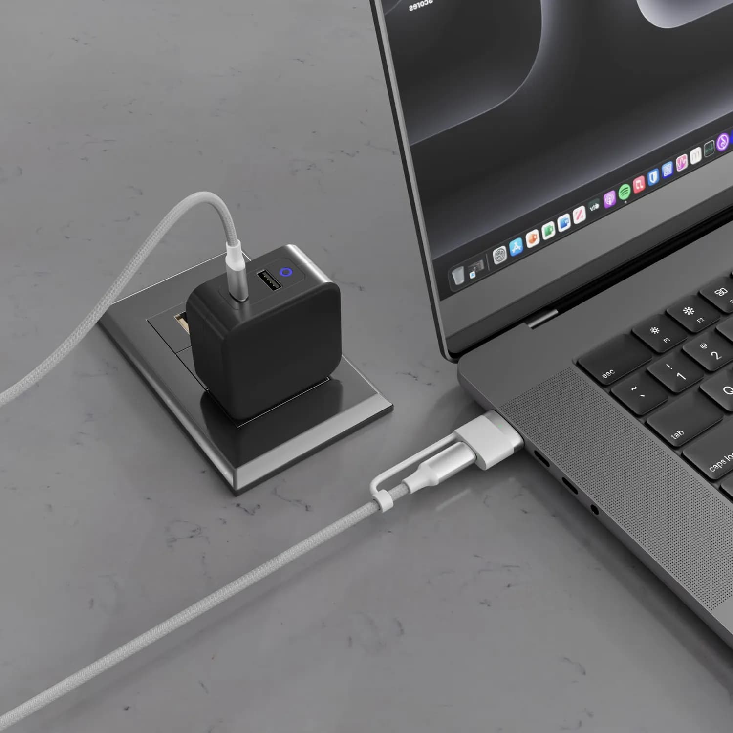 Porodo Charging Cable - 4-in-1 Braided, 1M, Black 2