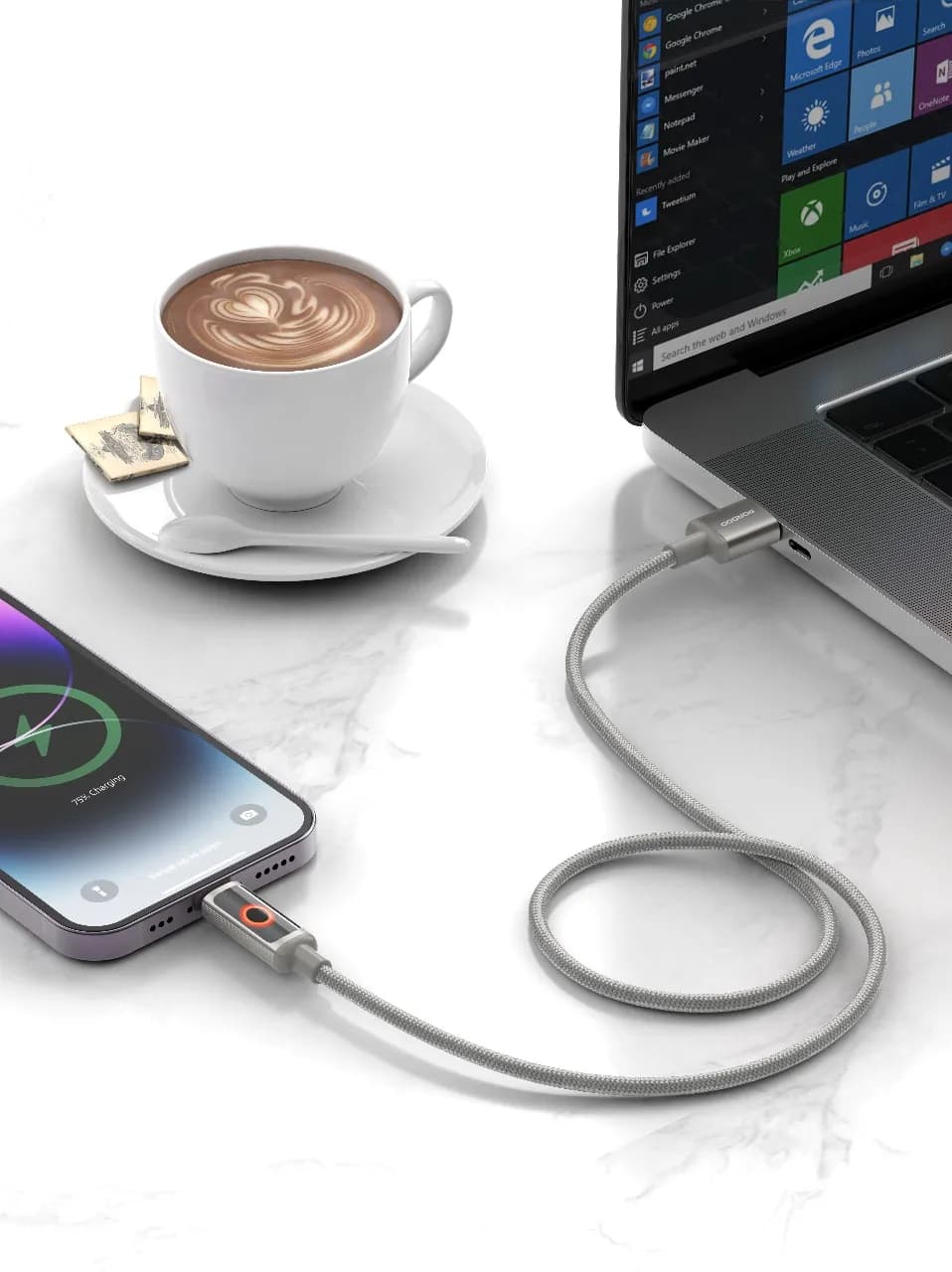 Porodo ChargeLite USB-A to Lightning High-Speed Charging Cable - Gray 2
