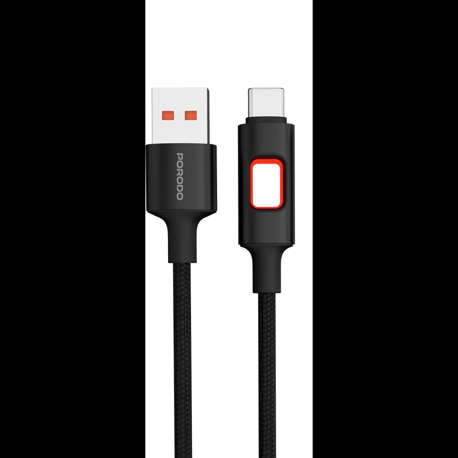 Porodo USB-A to USB-C Cable - LED Braided, 1.2m, Black 1 Porodo USB-A to USB-C Cable - LED Braided, 1.2m, Black 1