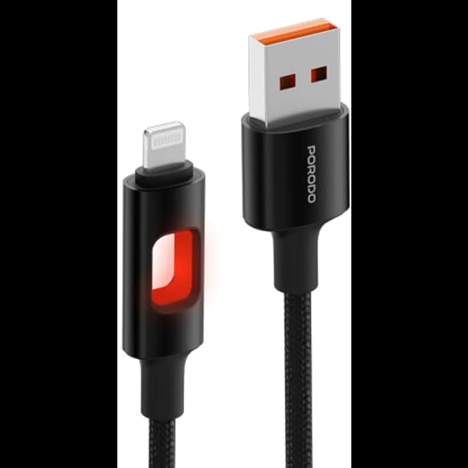Porodo USB-C to Lightning Cable - 60W PD, LED, Braided, 1.2m 2